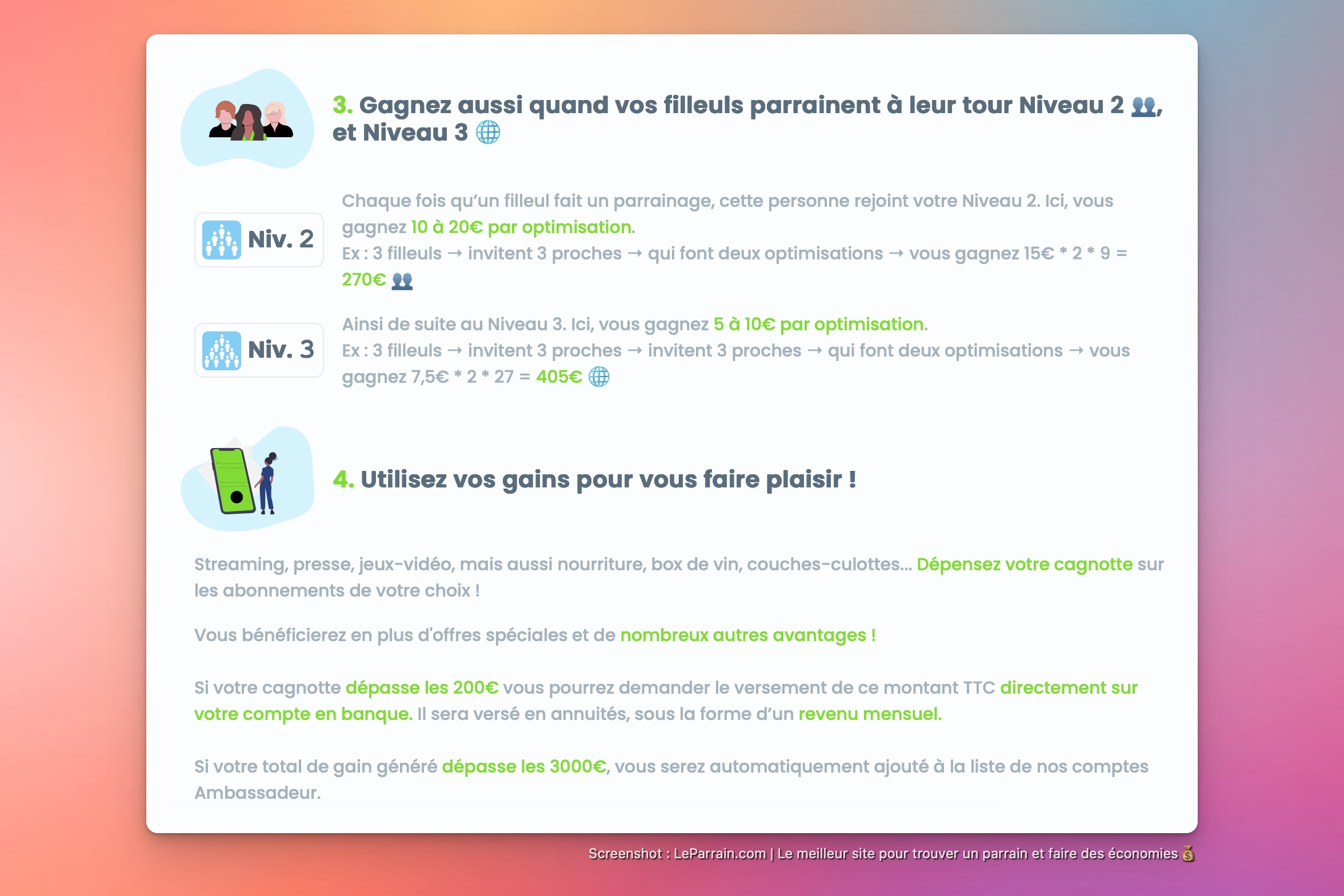 Capture d'écran 5 du programme de parrainage Ideel