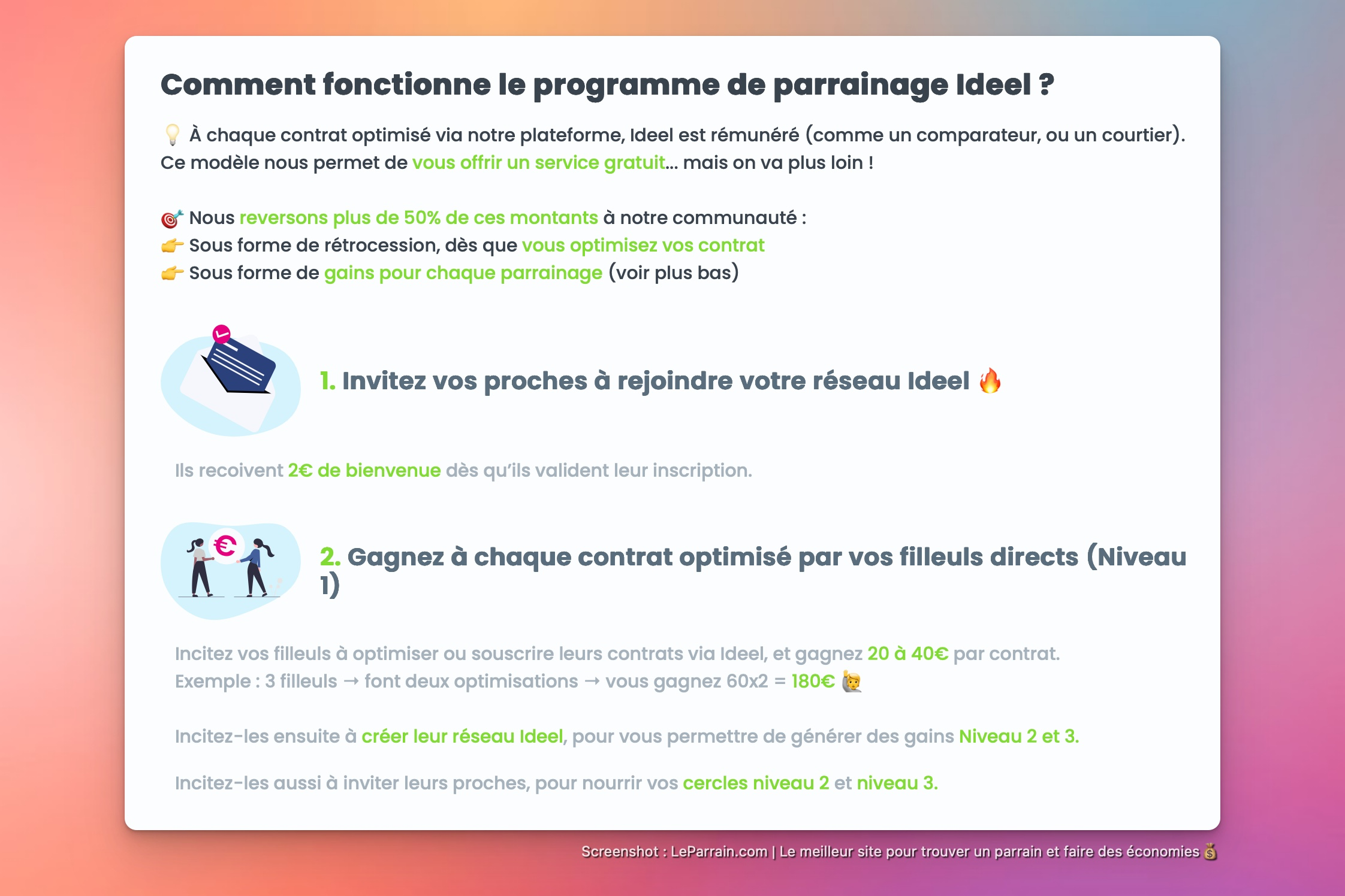 Capture d'écran 6 du programme de parrainage Ideel