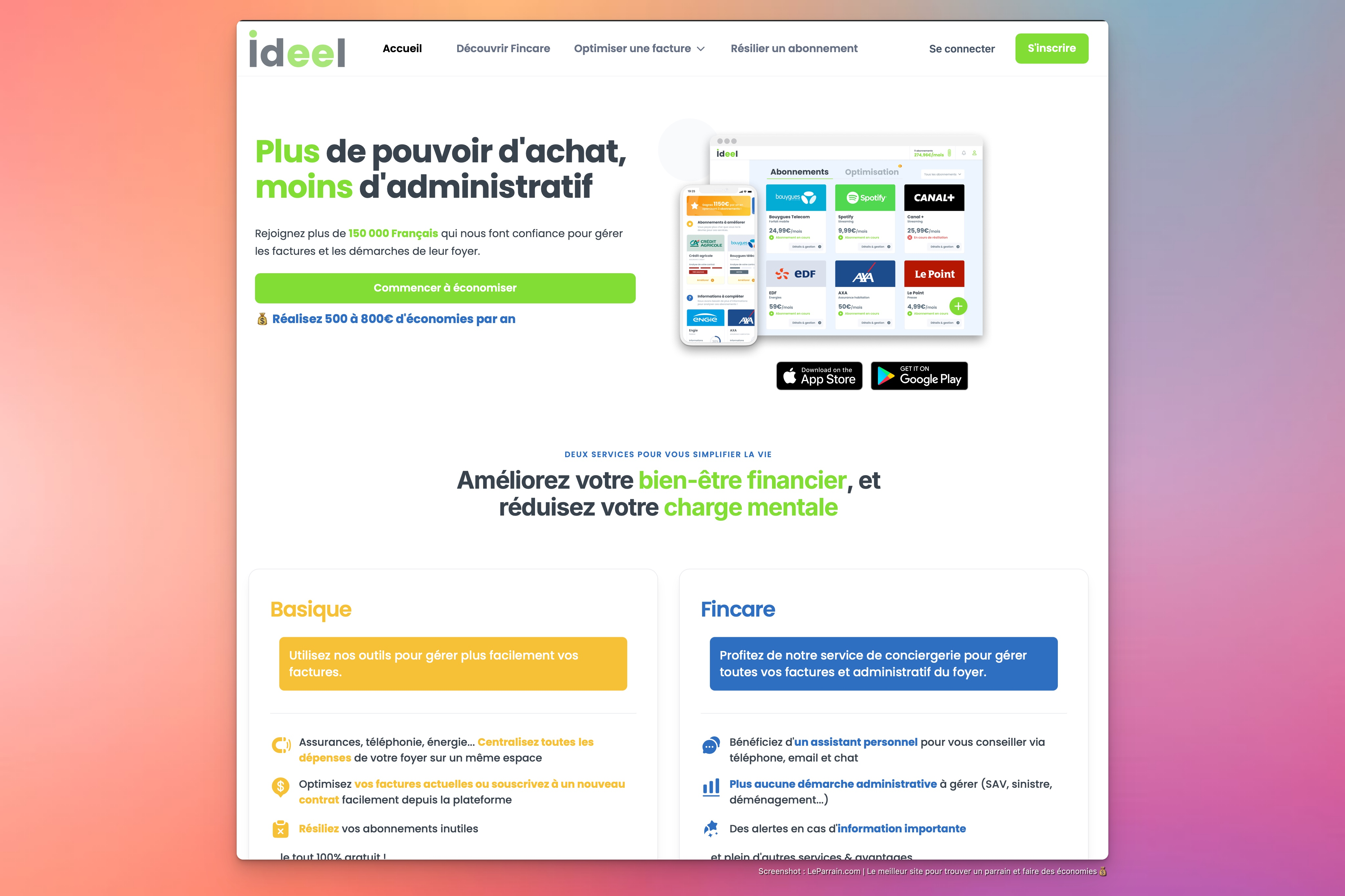 Capture d'écran 9 du programme de parrainage Ideel