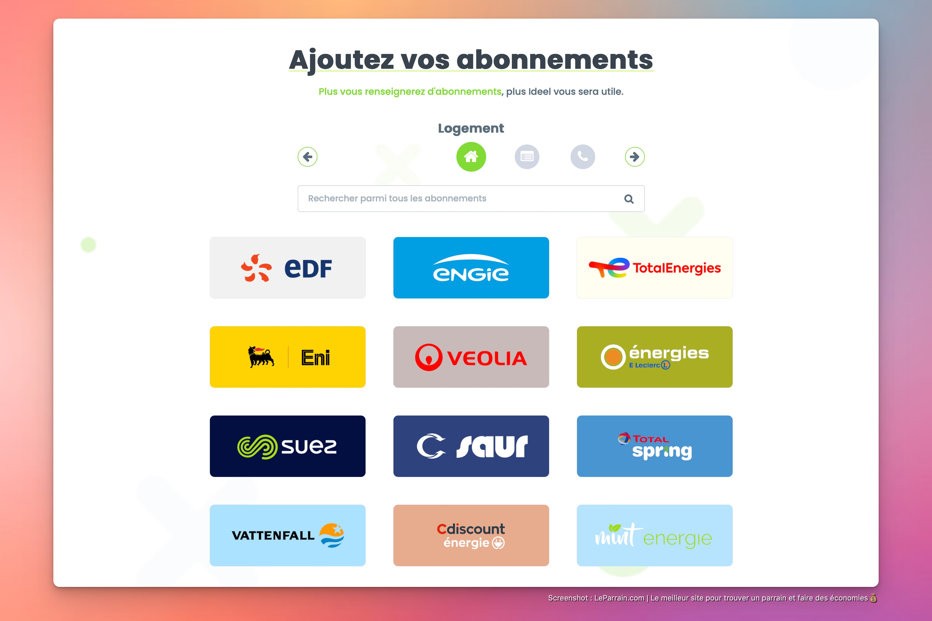 Capture d'écran 10 du programme de parrainage Ideel