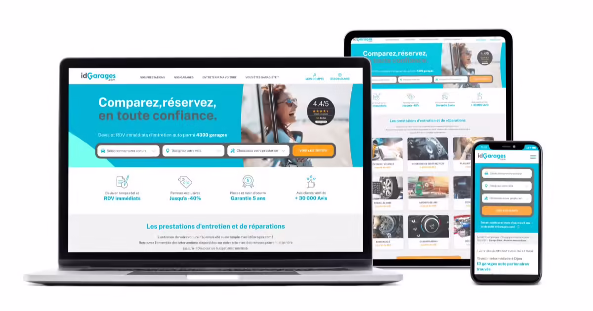 Capture d'écran de Comparez les garages automobiles et réservez en toute confiance - idGarages.com