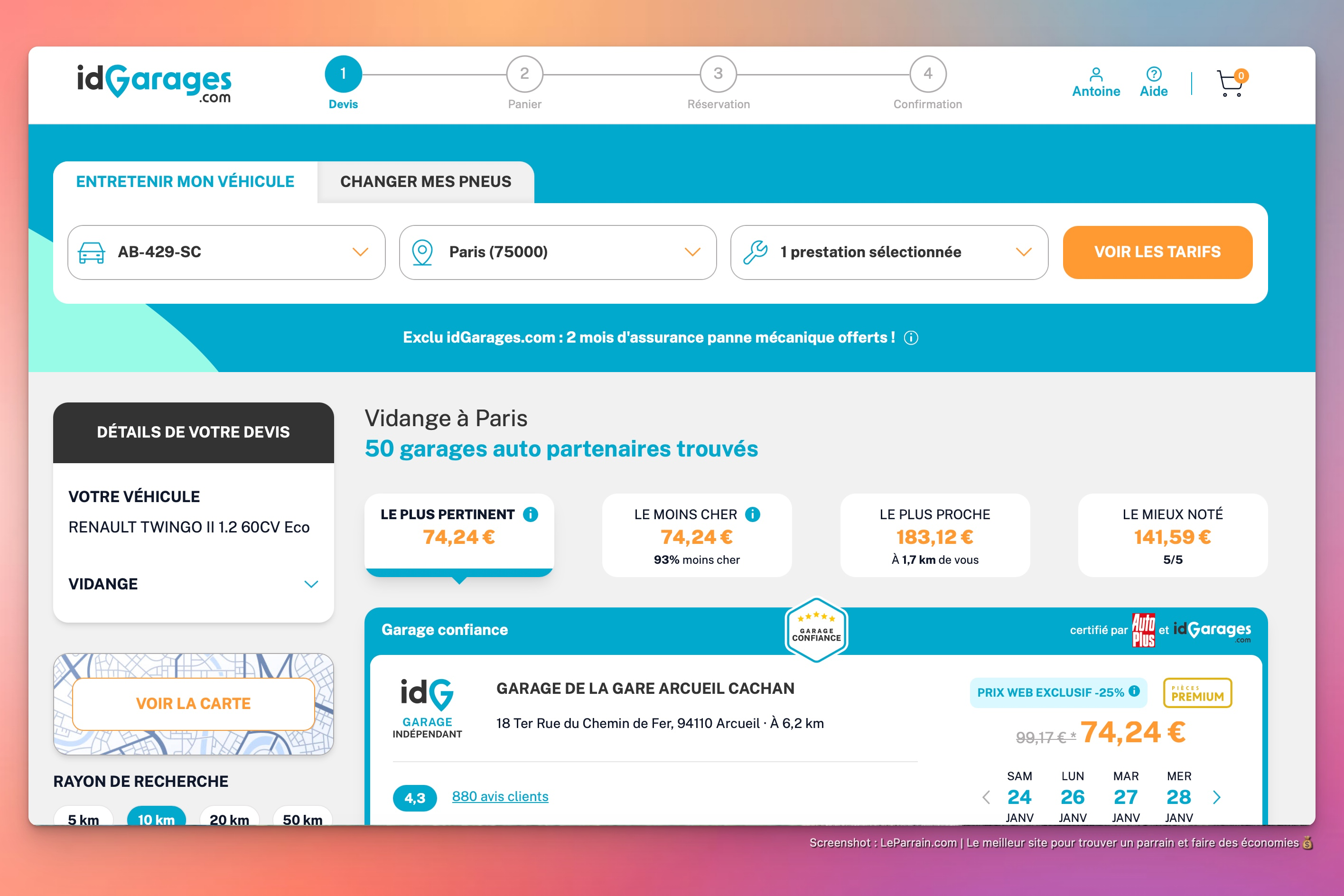 Capture d'écran 3 du programme de parrainage idGarages