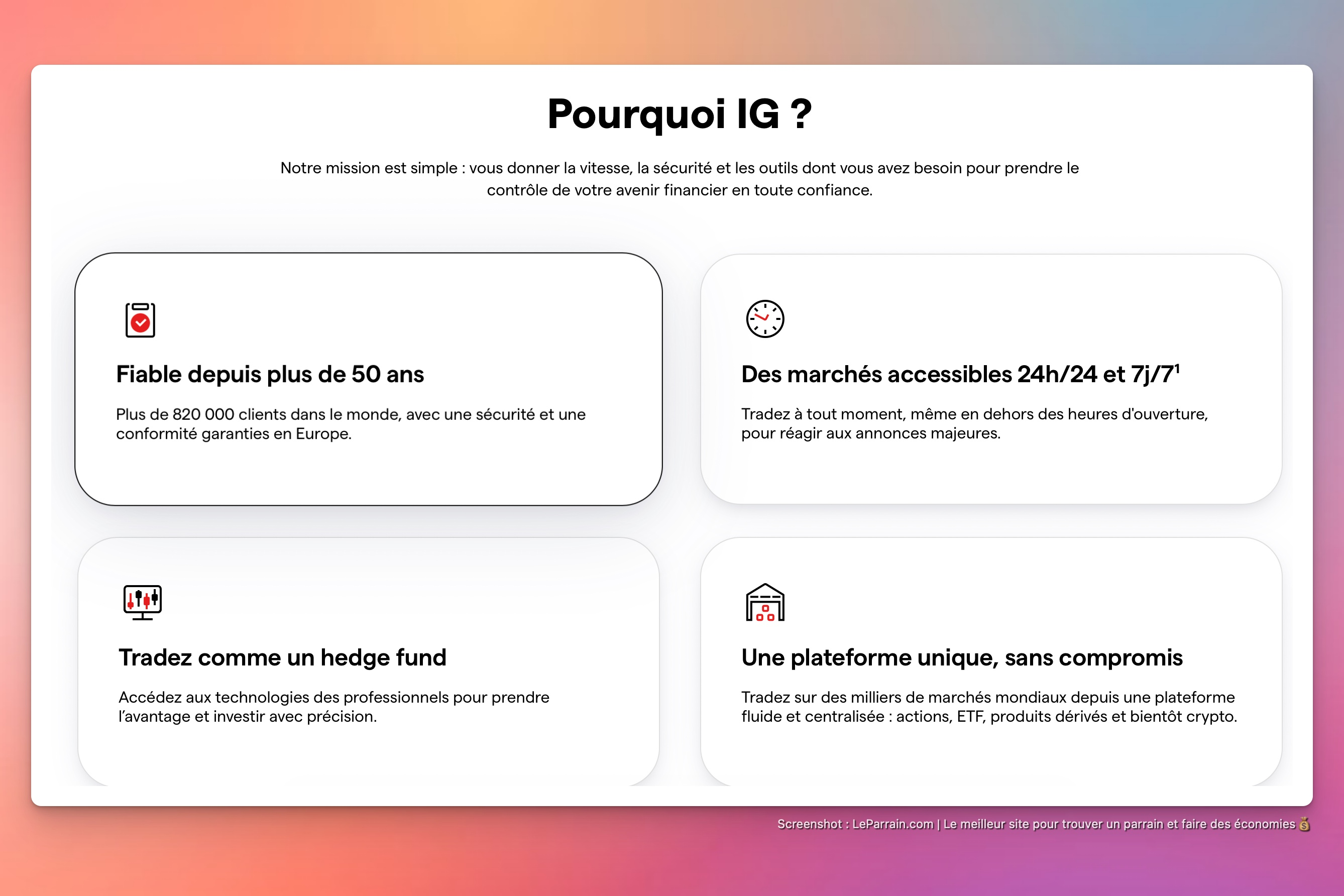 Capture d'écran 4 du programme de parrainage IG