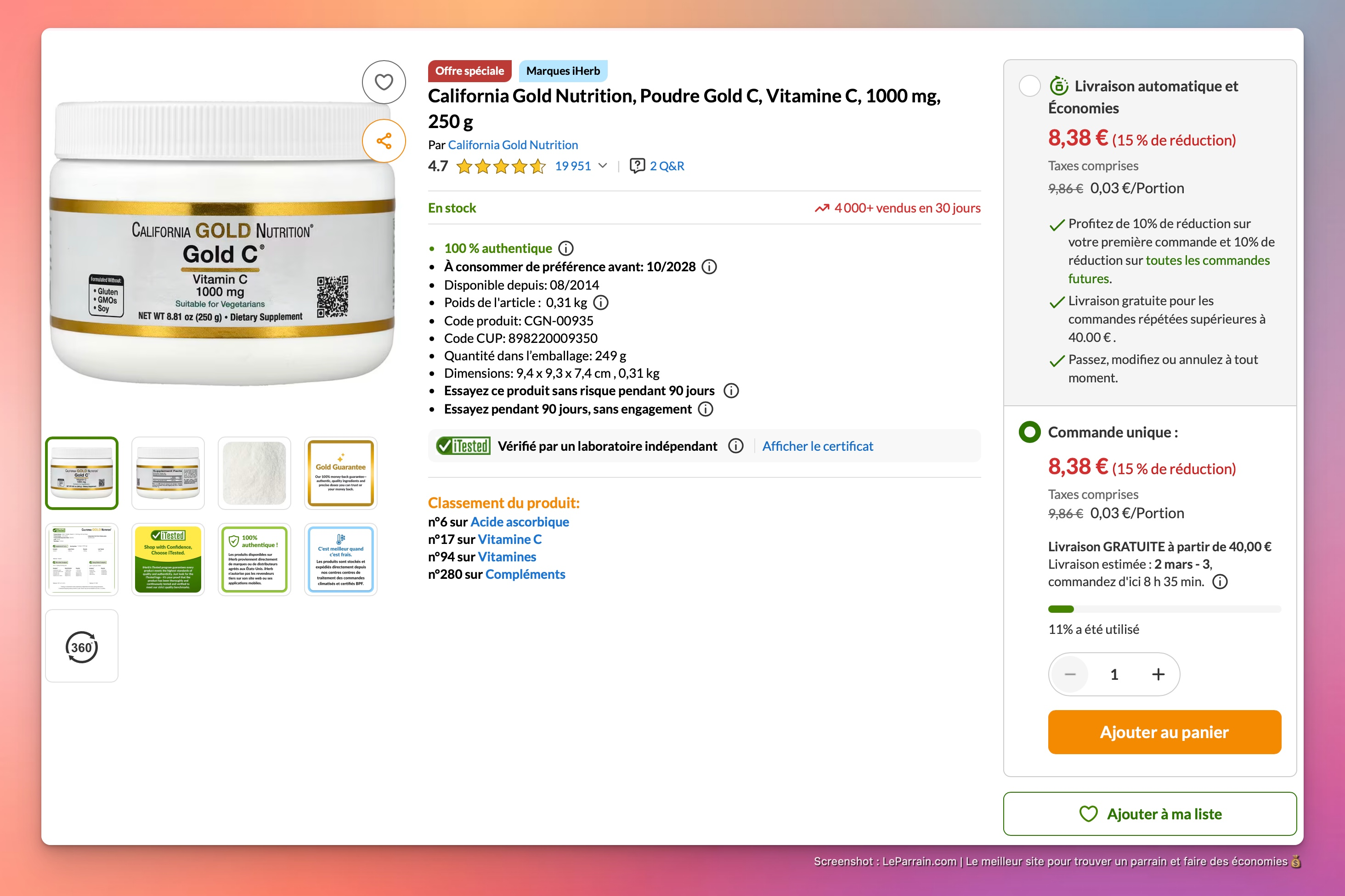 Capture d'écran 2 du programme de parrainage iHerb