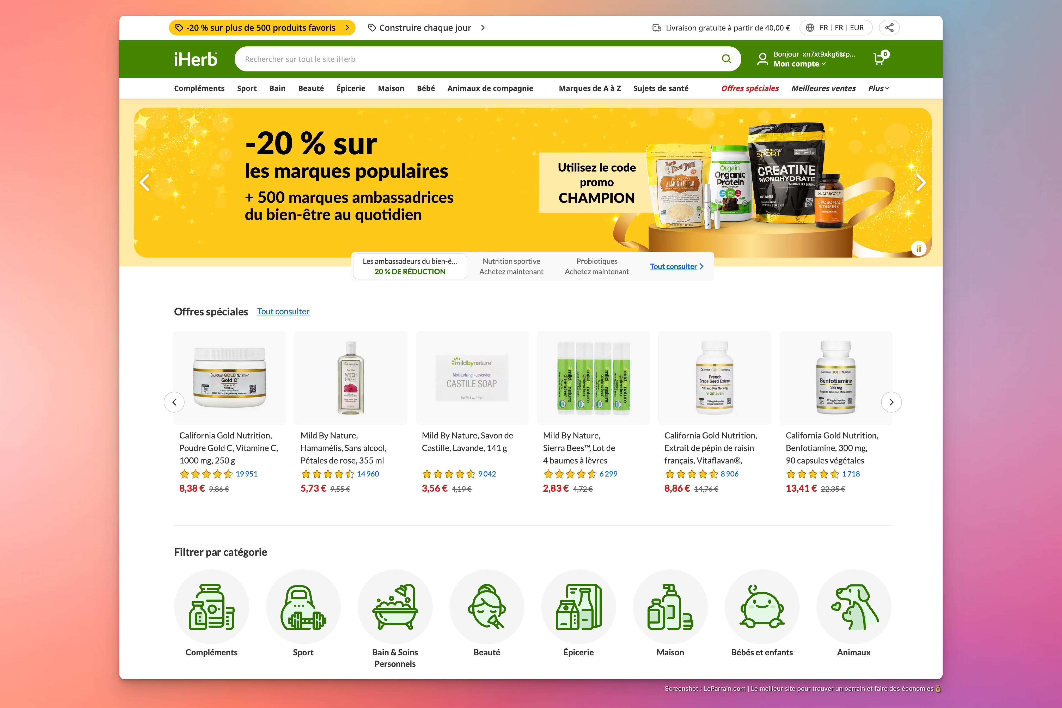 Capture d'écran 4 du programme de parrainage iHerb