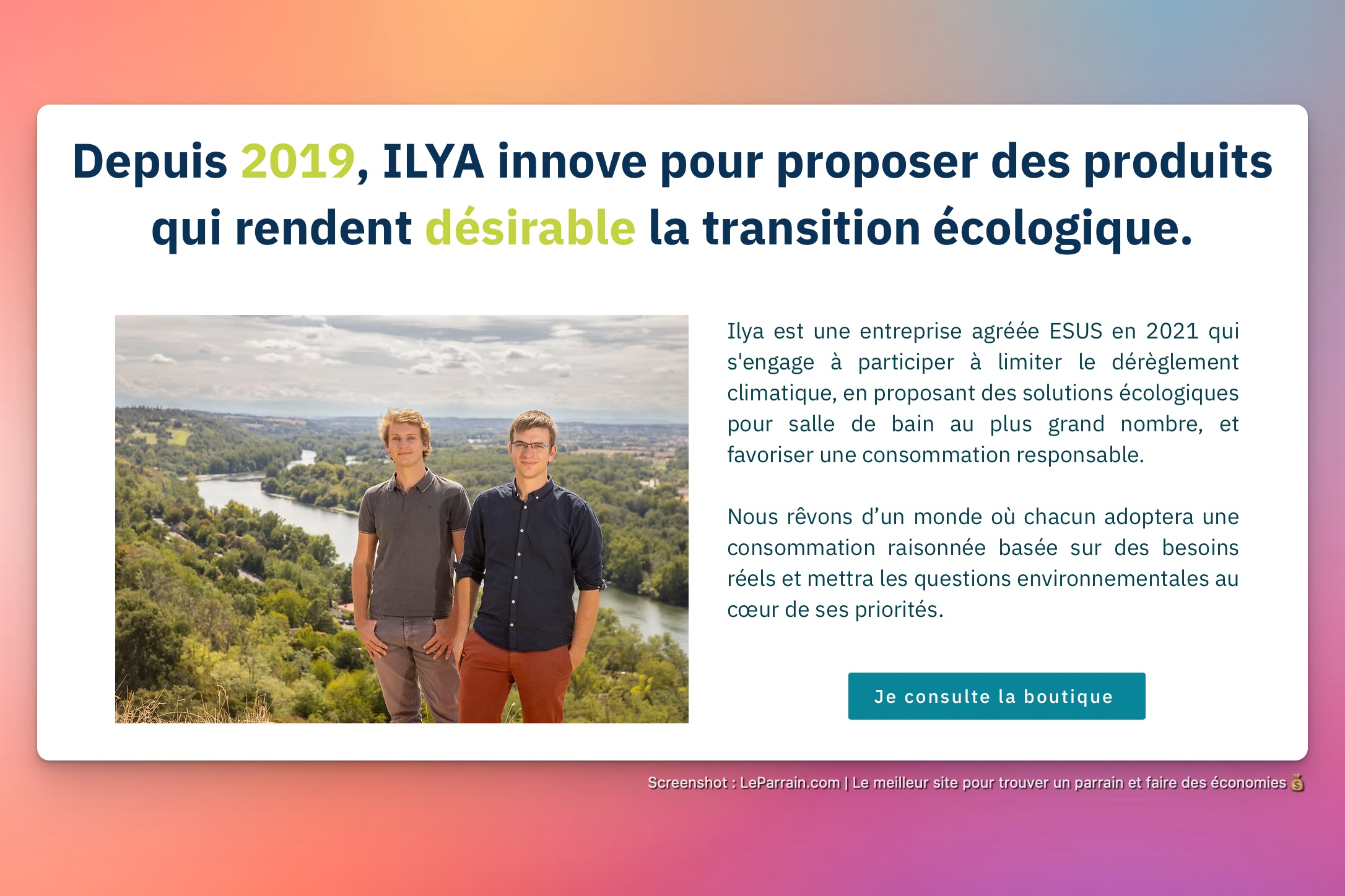 Capture d'écran 2 du programme de parrainage Ilya