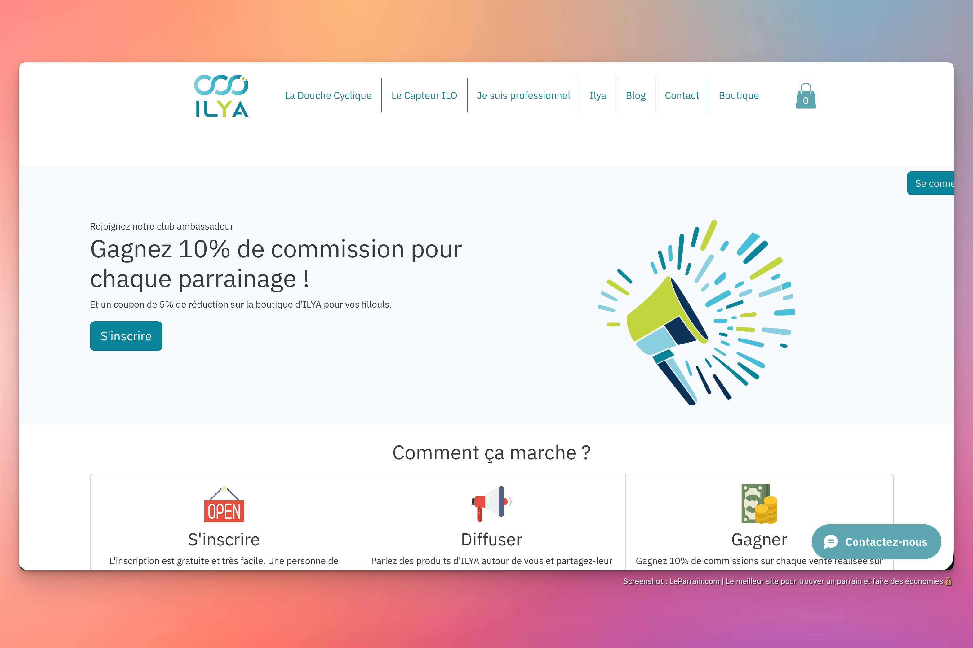 Capture d'écran 6 du programme de parrainage Ilya