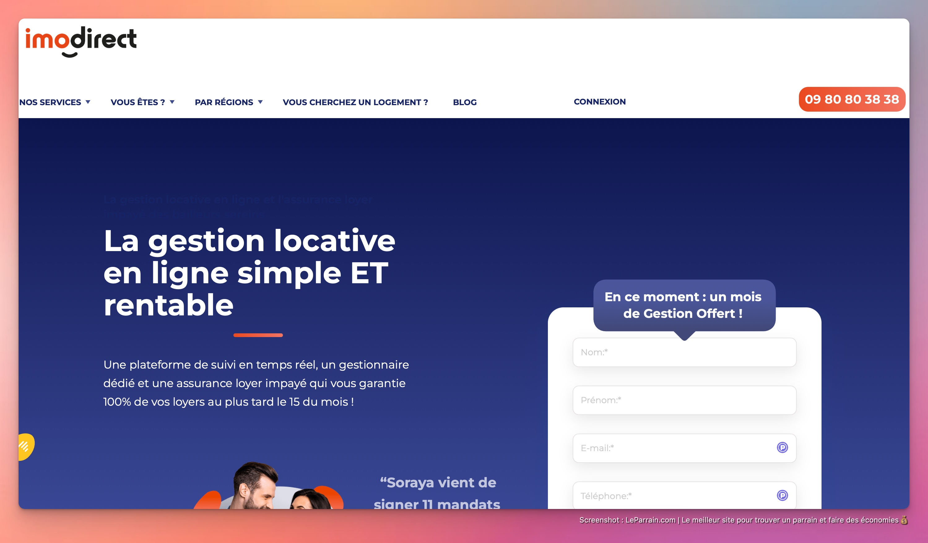 Capture d'écran 2 du programme de parrainage Imodirect