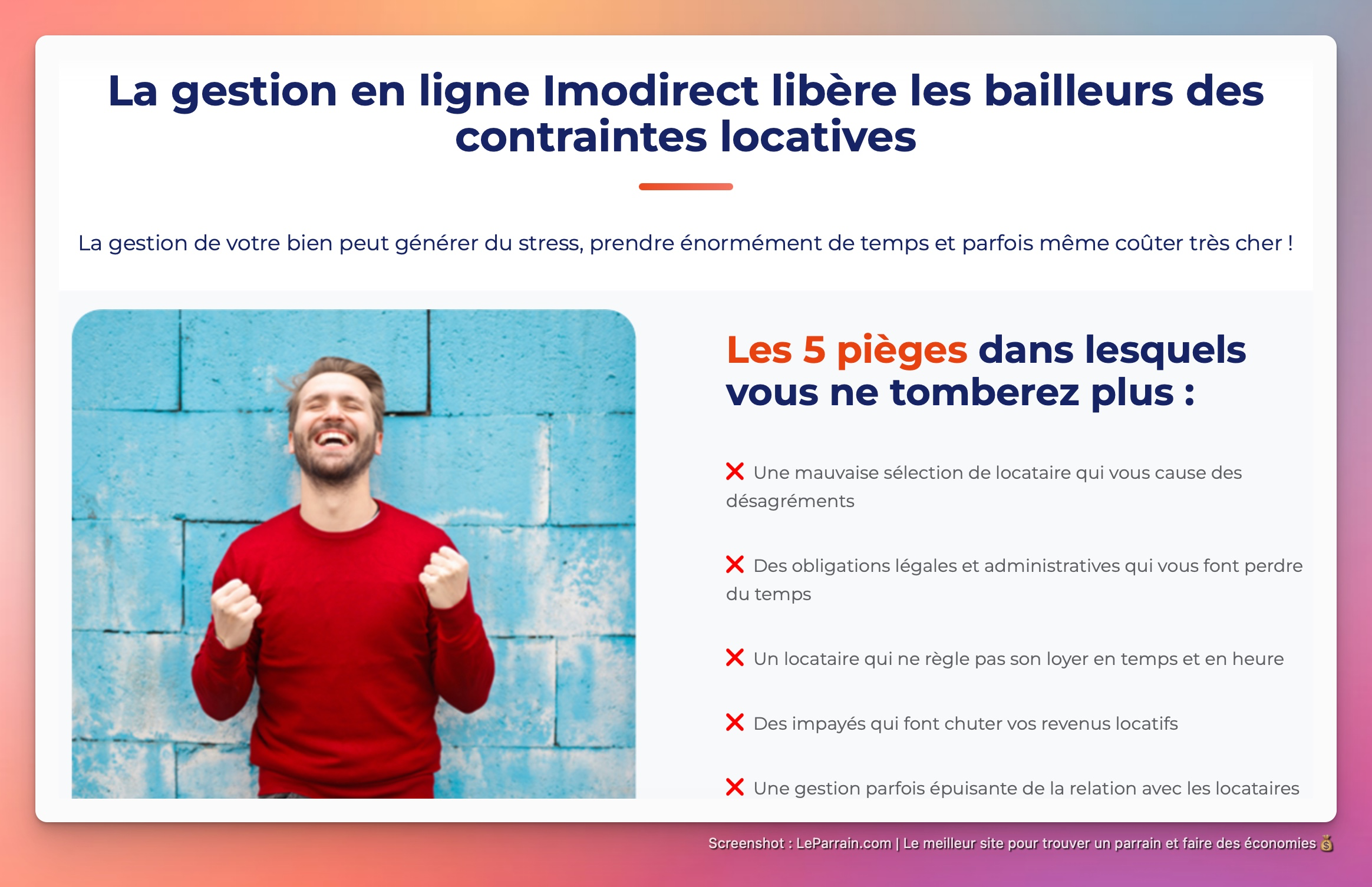 Capture d'écran 3 du programme de parrainage Imodirect