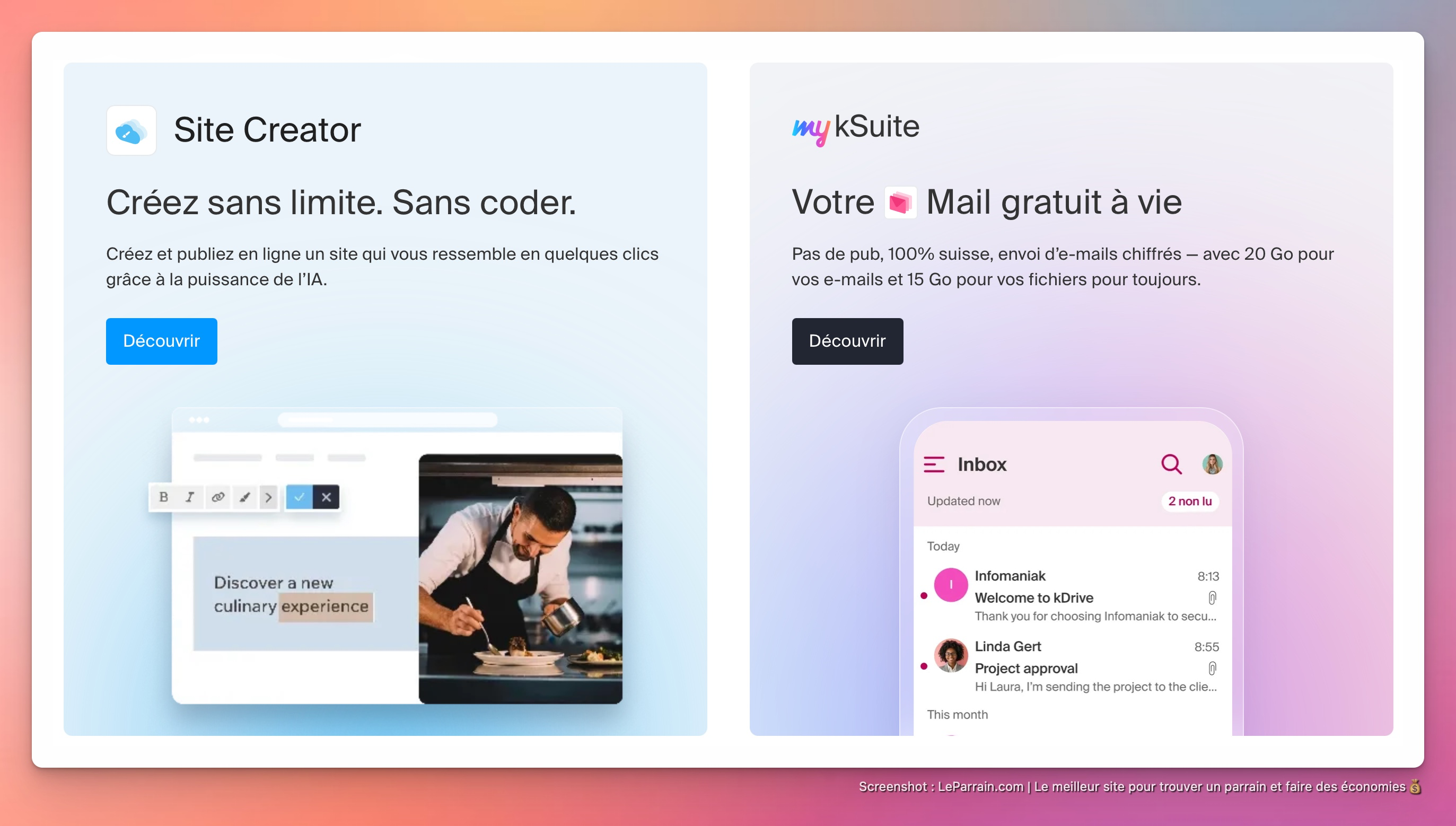 Capture d'écran 3 du programme de parrainage Infomaniak