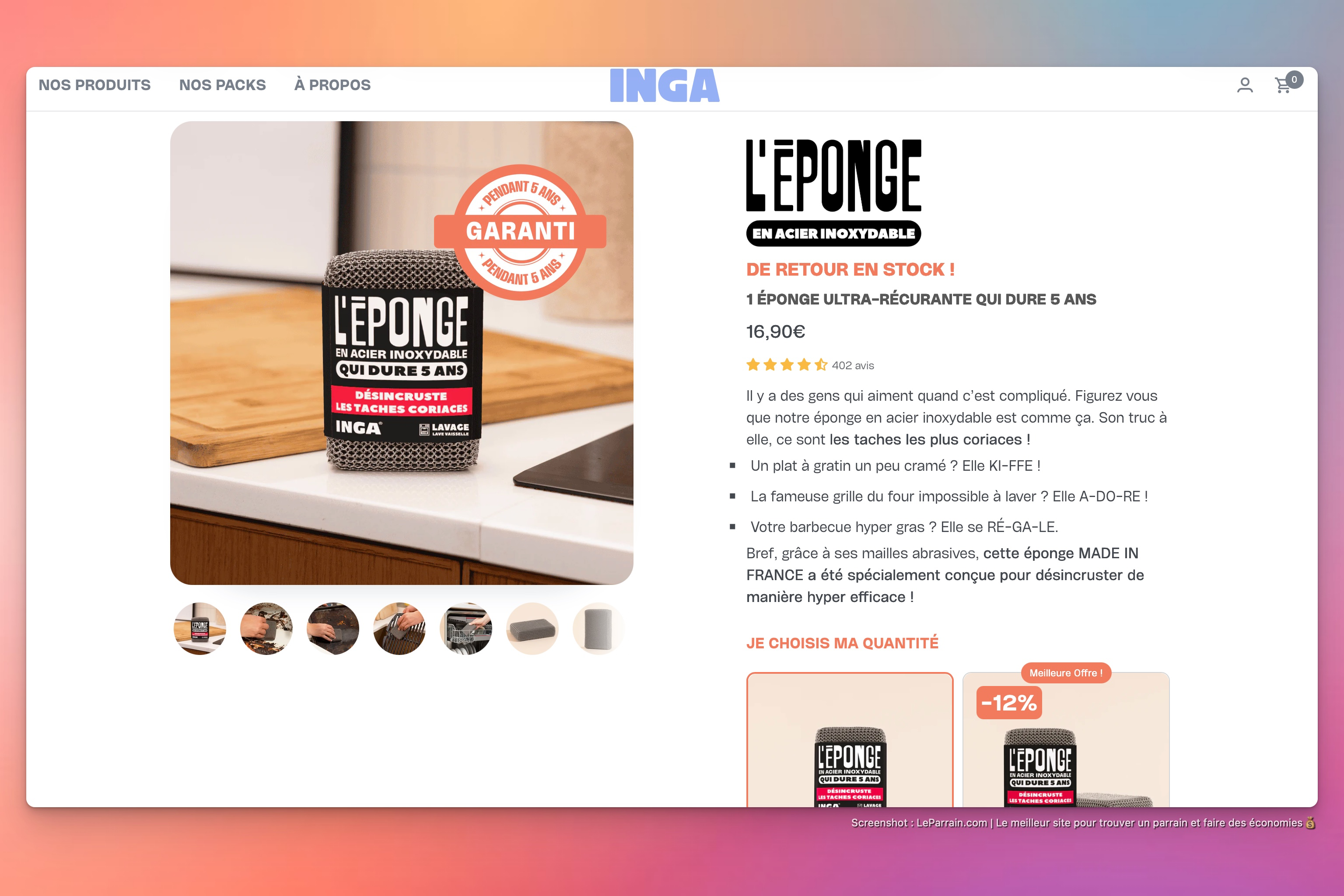 Capture d'écran 8 du programme de parrainage Inga