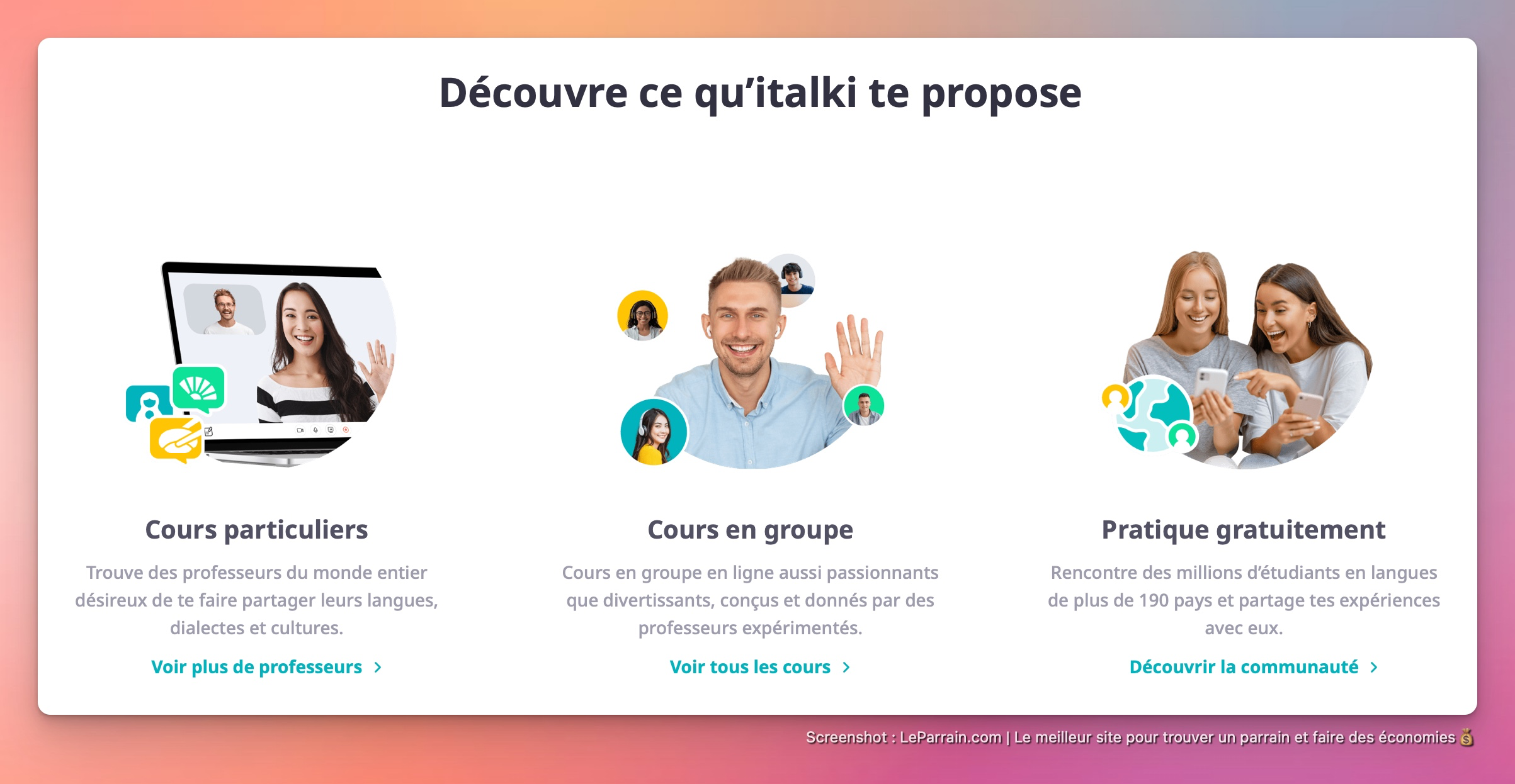 Capture d'écran 3 du programme de parrainage Italki