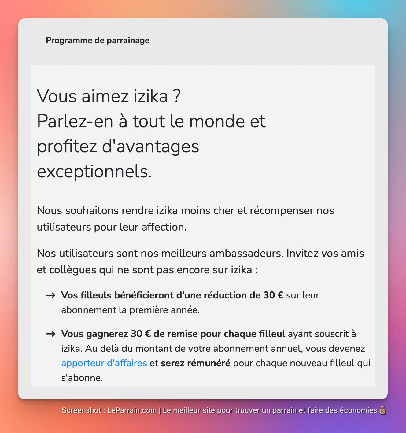 Trouver des filleuls pour Izika