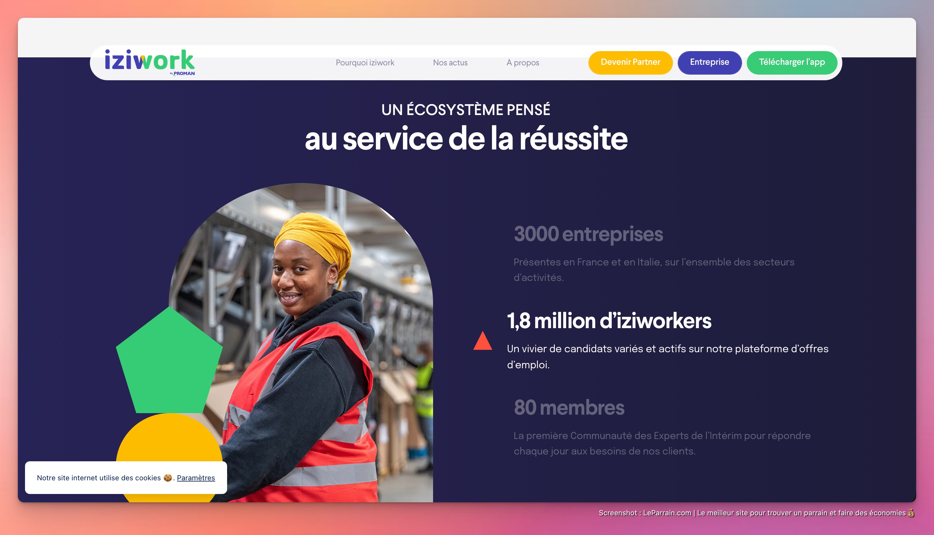 Capture d'écran 1 du programme de parrainage Iziwork