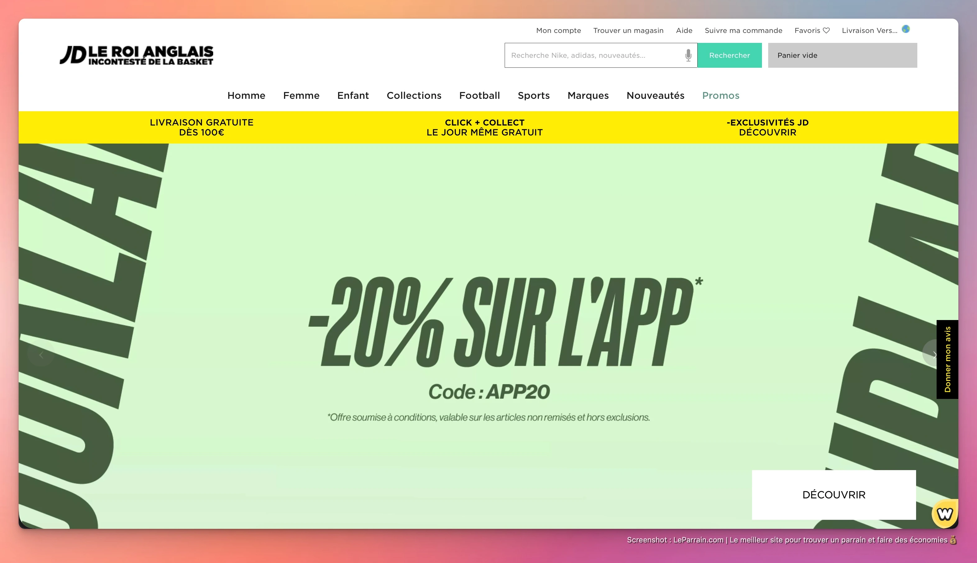 Capture d'écran 2 du programme de parrainage JD Sports