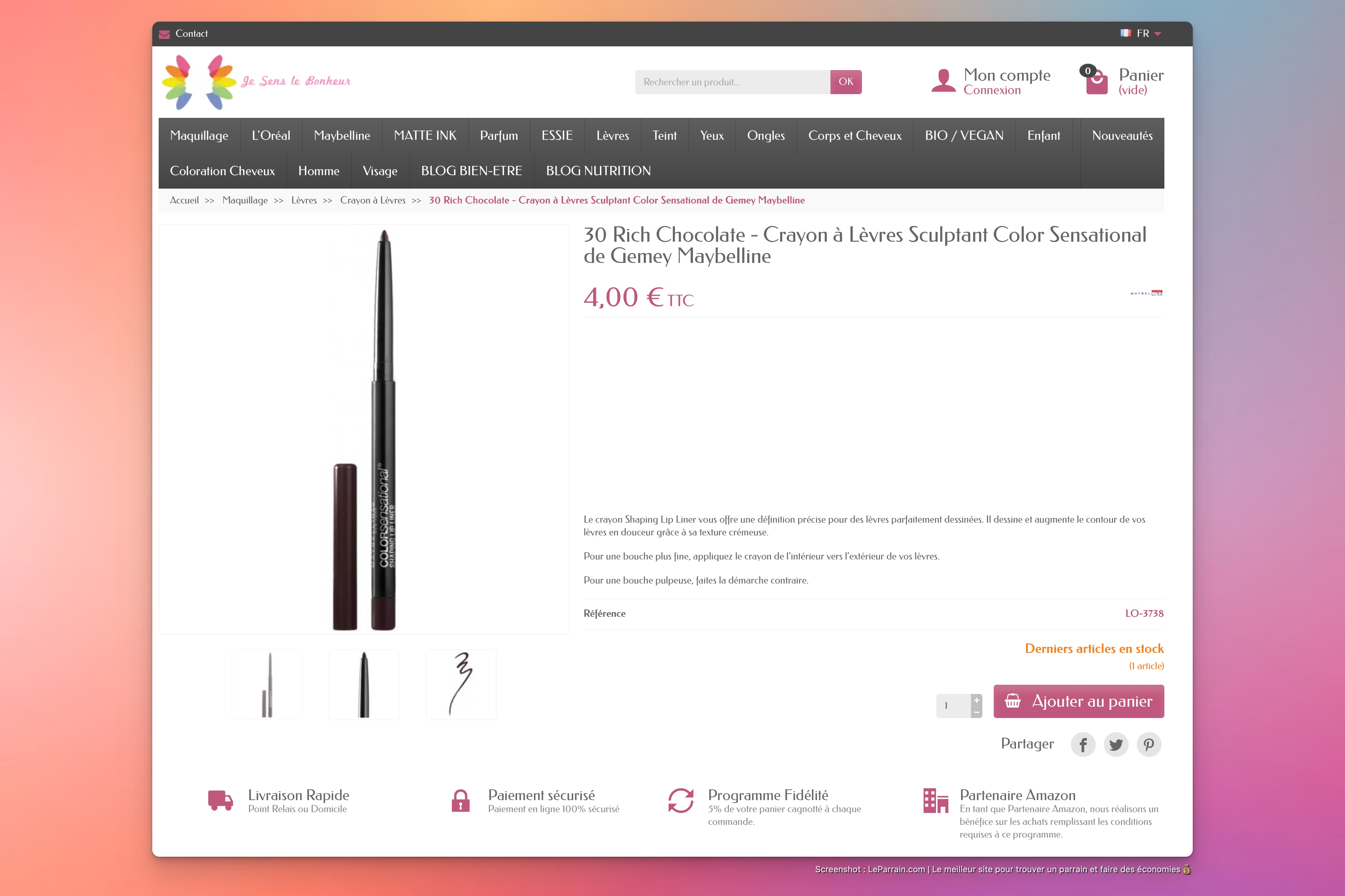 Capture d'écran 1 du programme de parrainage Je Sens le Bonheur