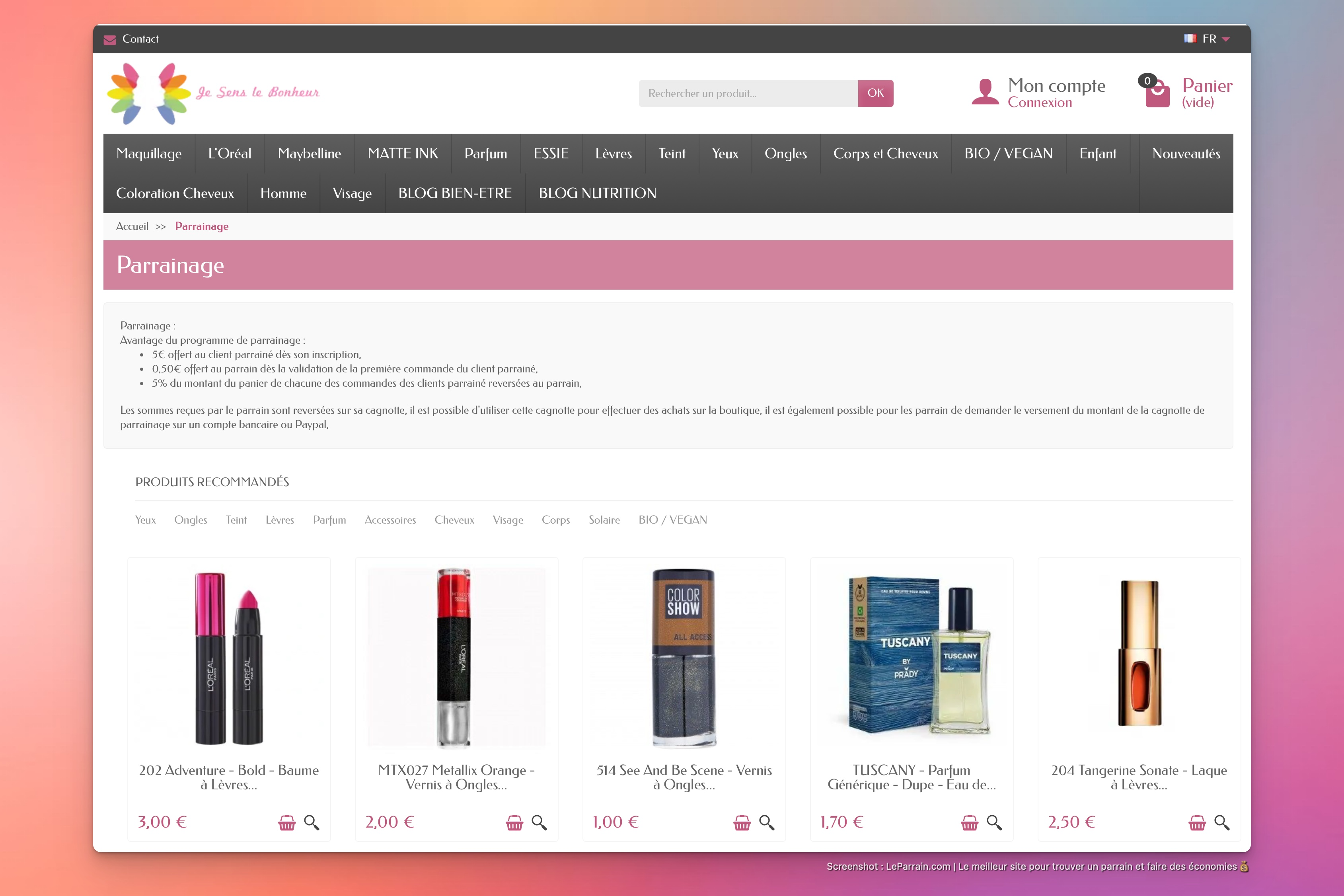 Capture d'écran 3 du programme de parrainage Je Sens le Bonheur