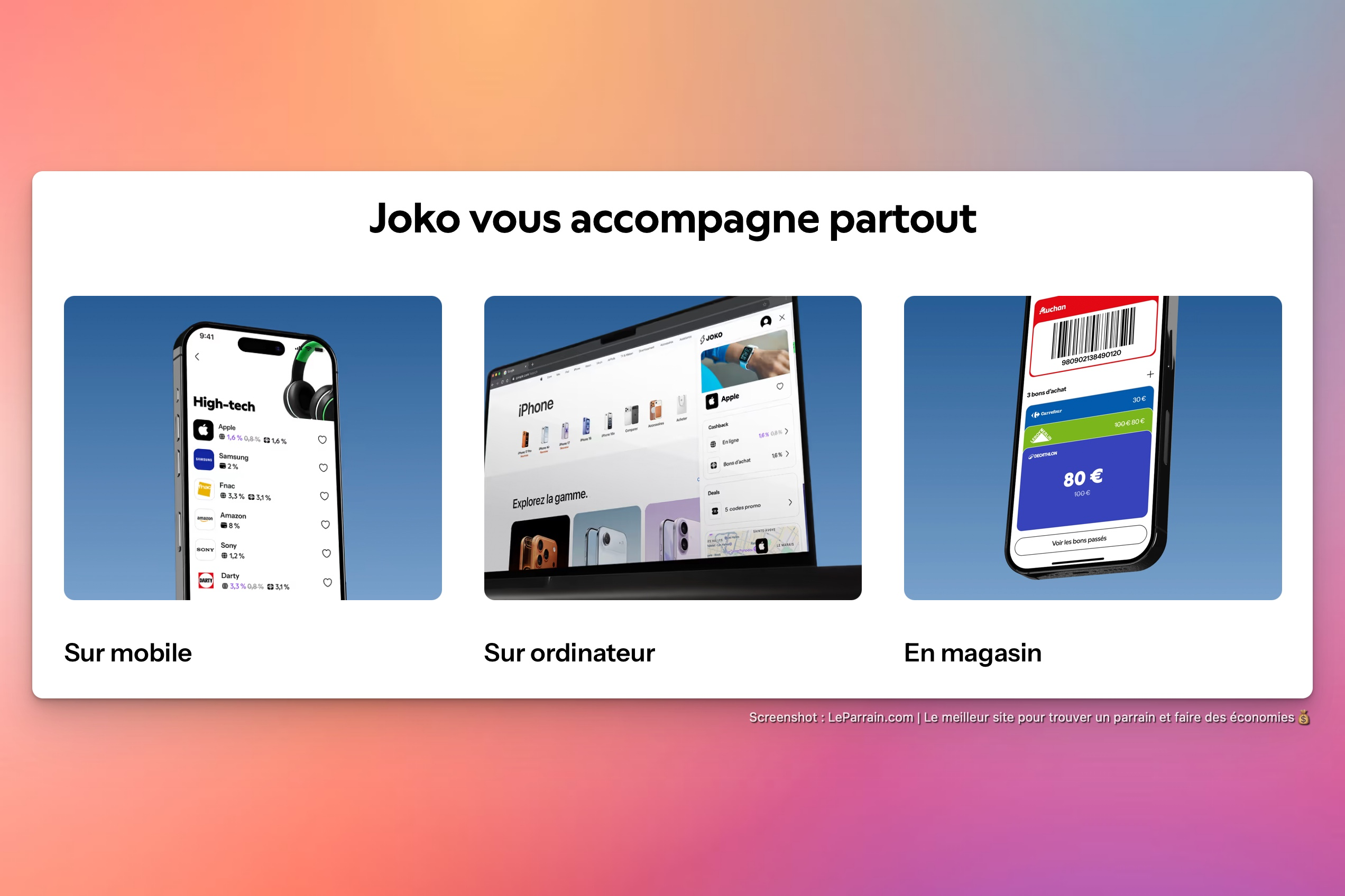 Capture d'écran 1 du programme de parrainage Joko