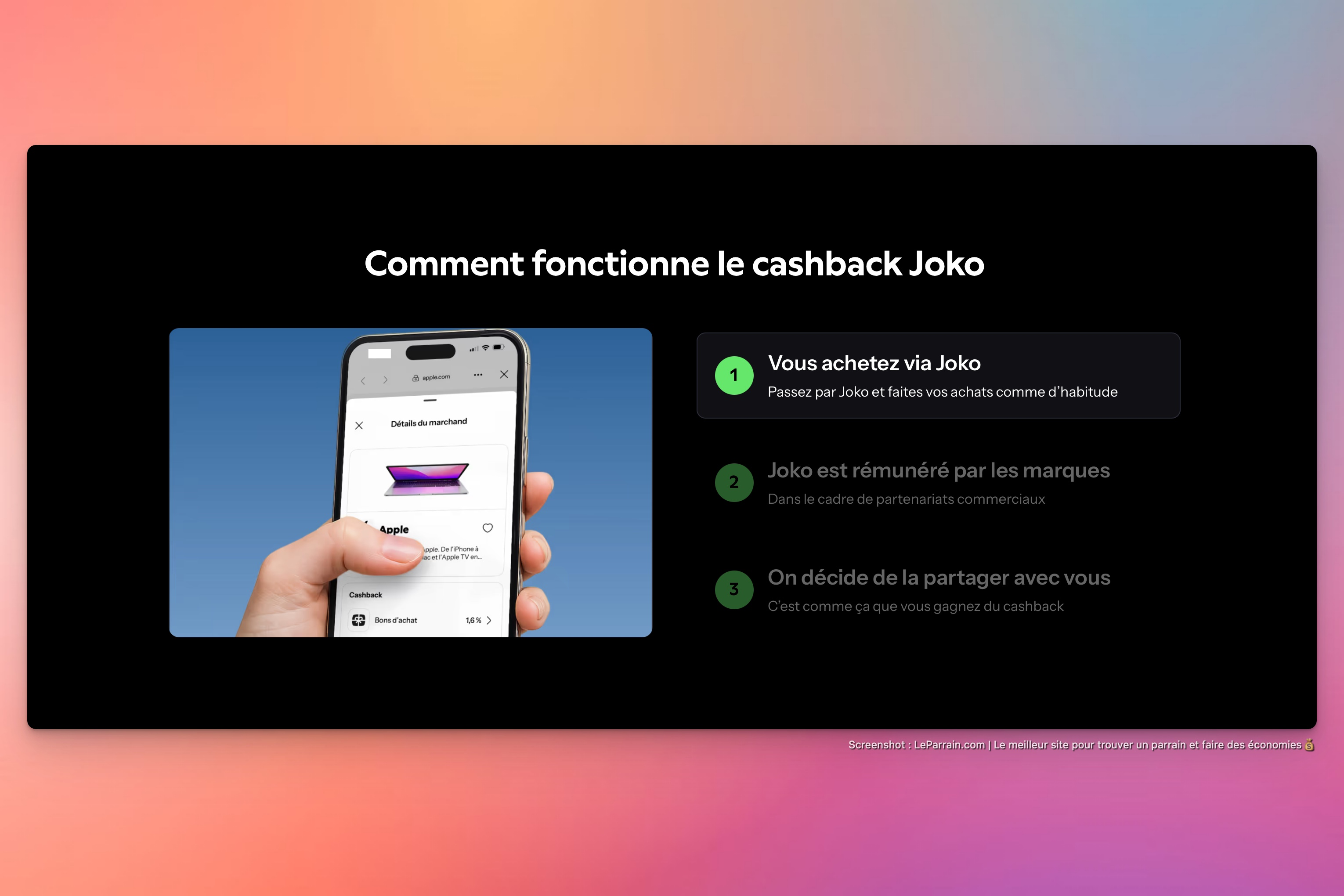 Capture d'écran 5 du programme de parrainage Joko