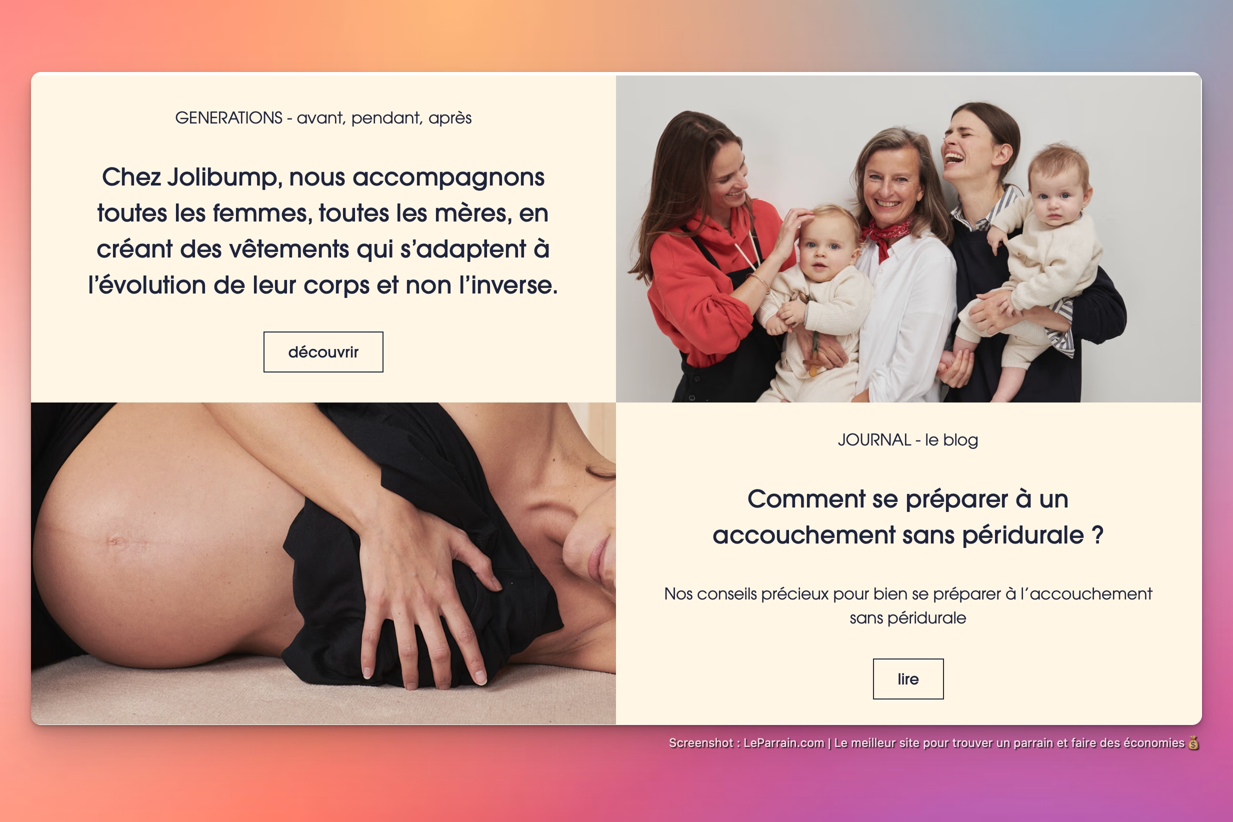 Capture d'écran 1 du programme de parrainage Jolibump