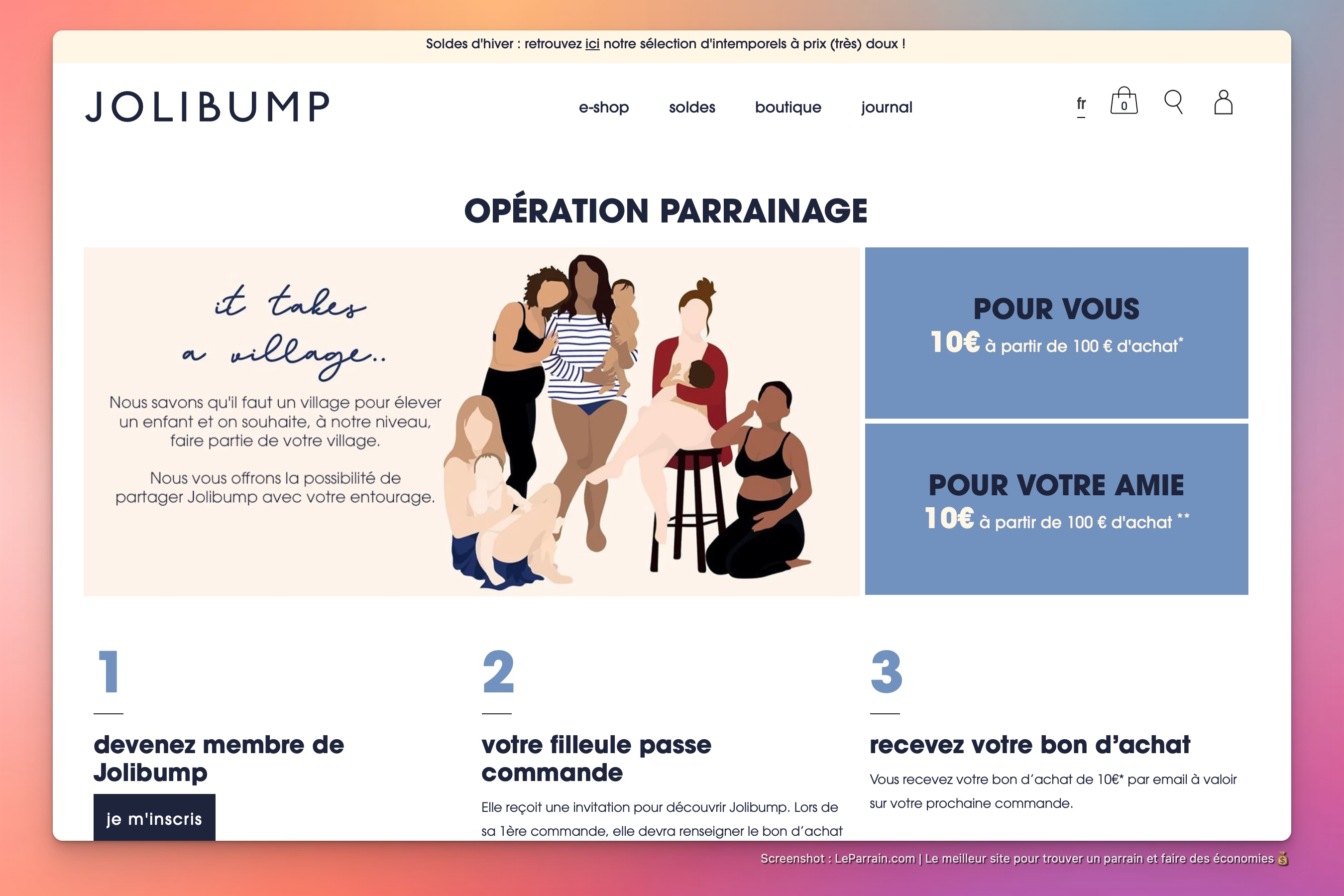 Capture d'écran 6 du programme de parrainage Jolibump