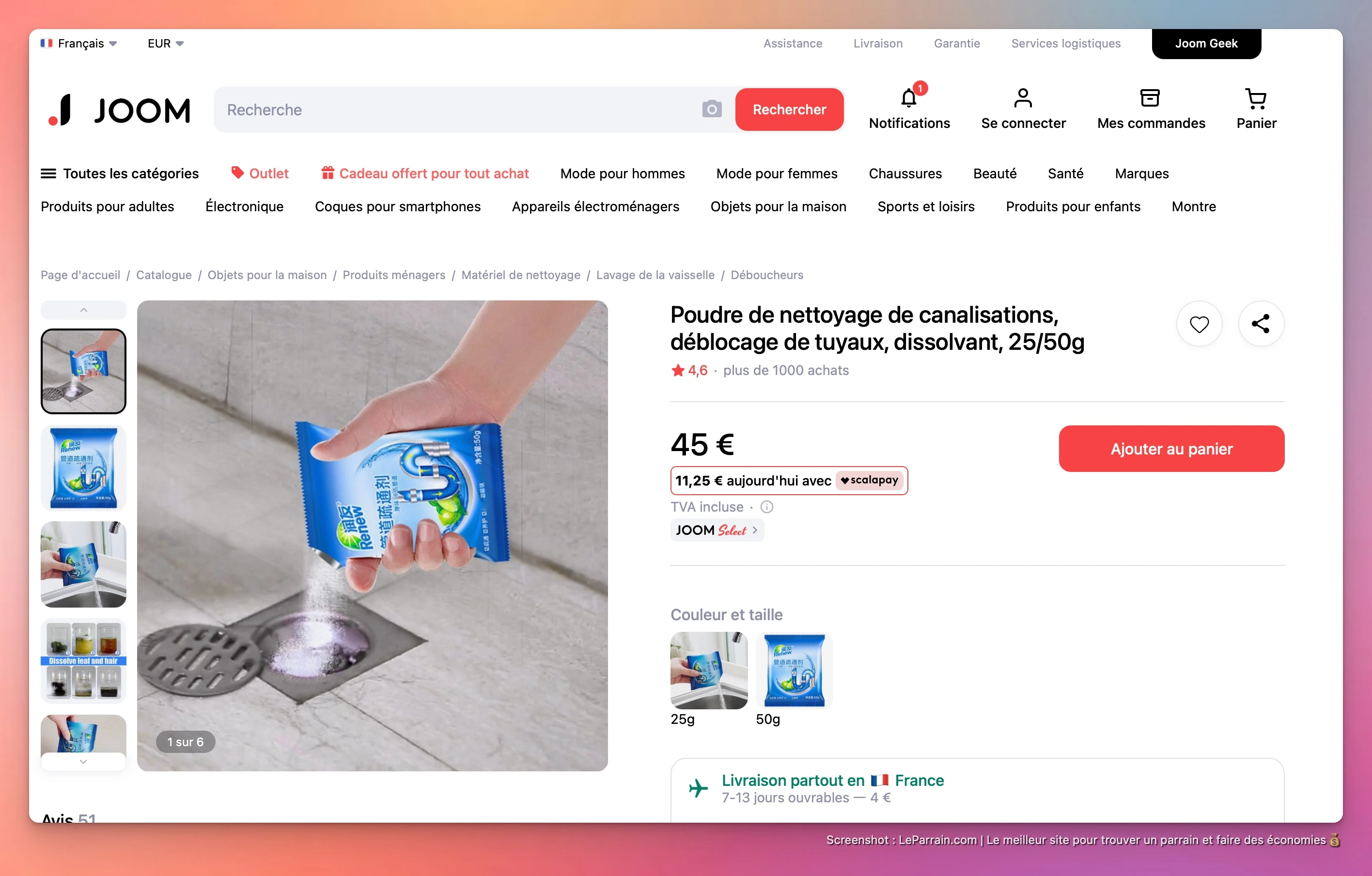 Capture d'écran 3 du programme de parrainage Joom