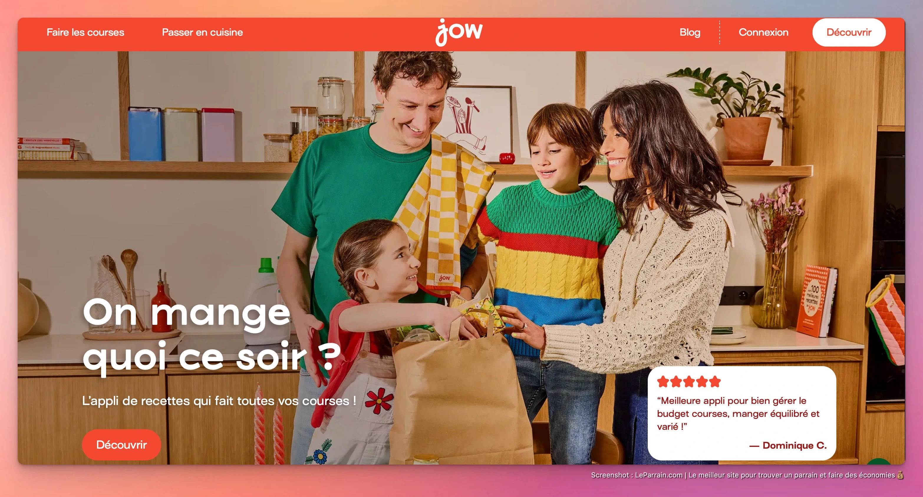 Capture d'écran 3 du programme de parrainage Jow