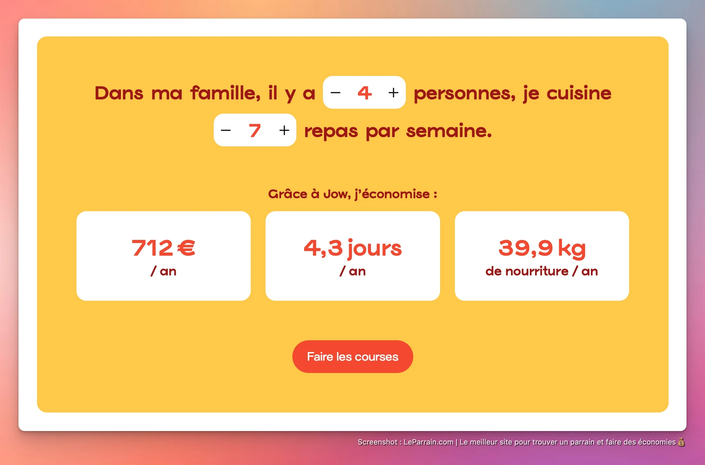 Capture d'écran 5 du programme de parrainage Jow