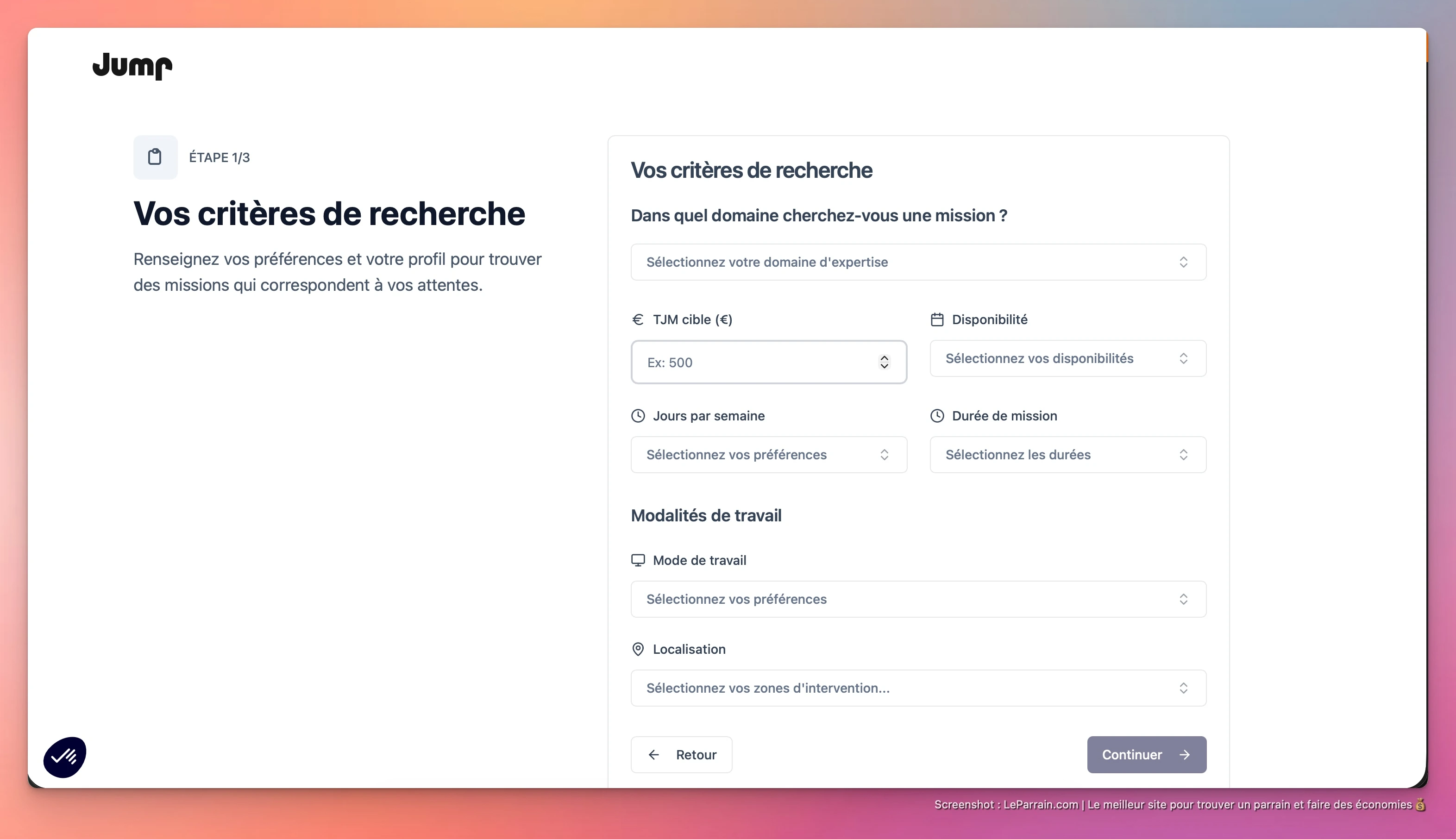 Capture d'écran 2 du programme de parrainage Jump