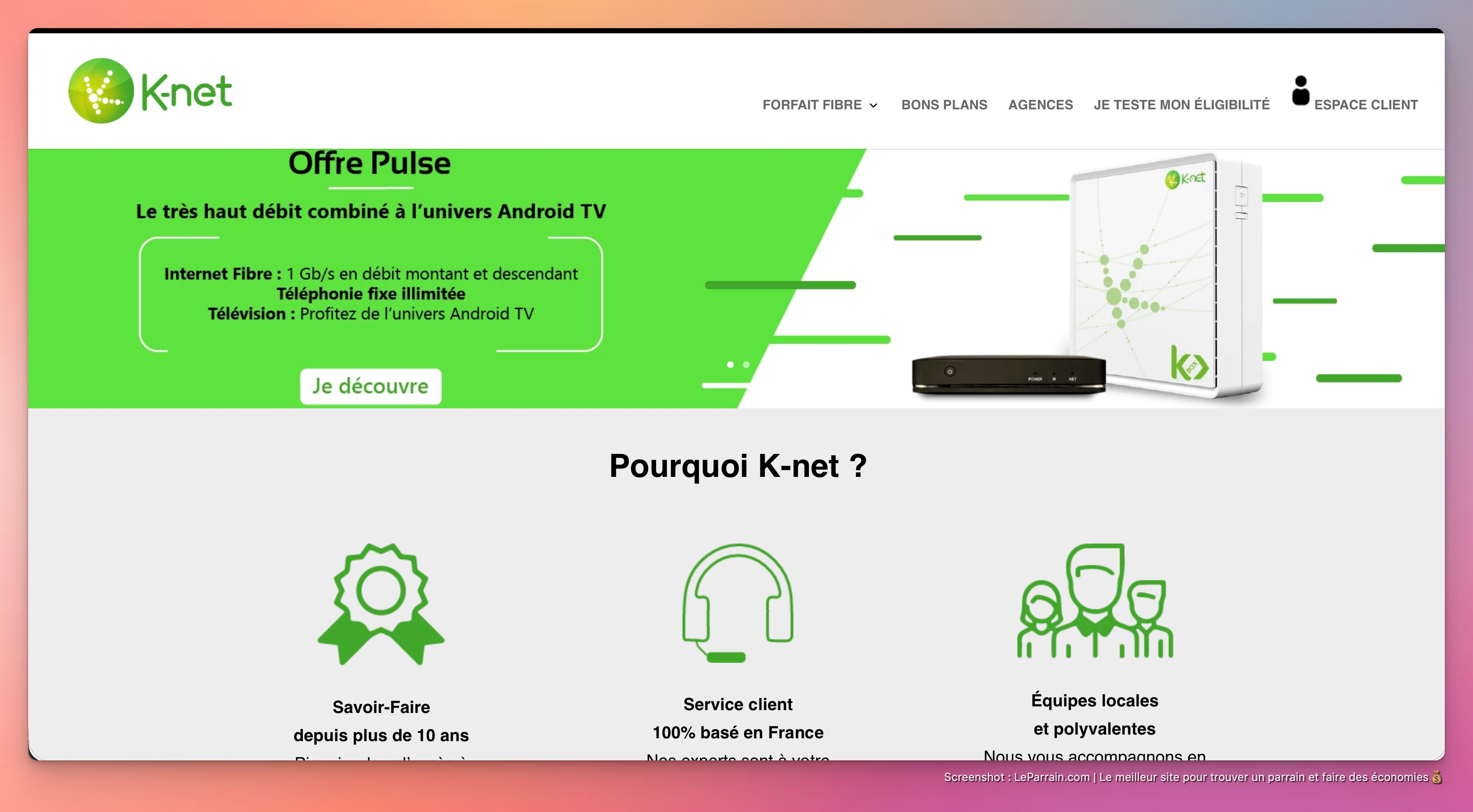 Capture d'écran 1 du programme de parrainage K-Net