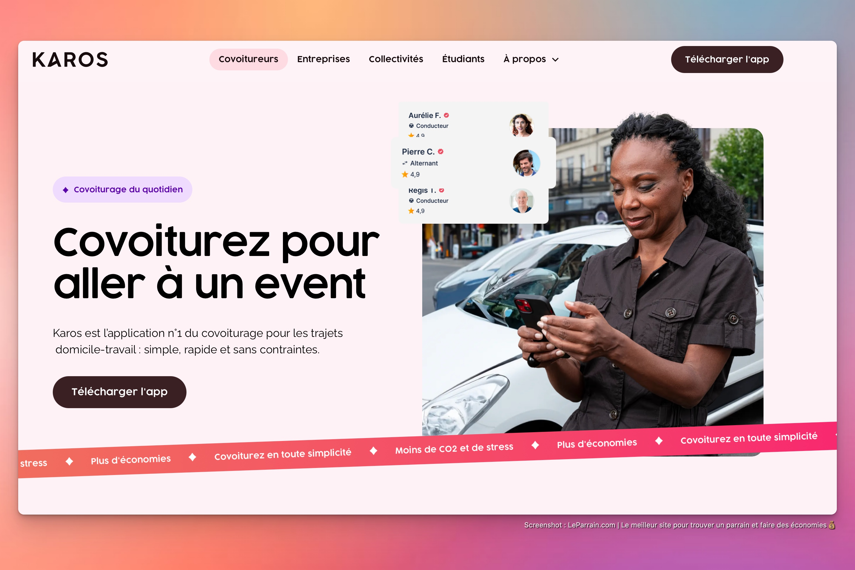 Capture d'écran 3 du programme de parrainage Karos