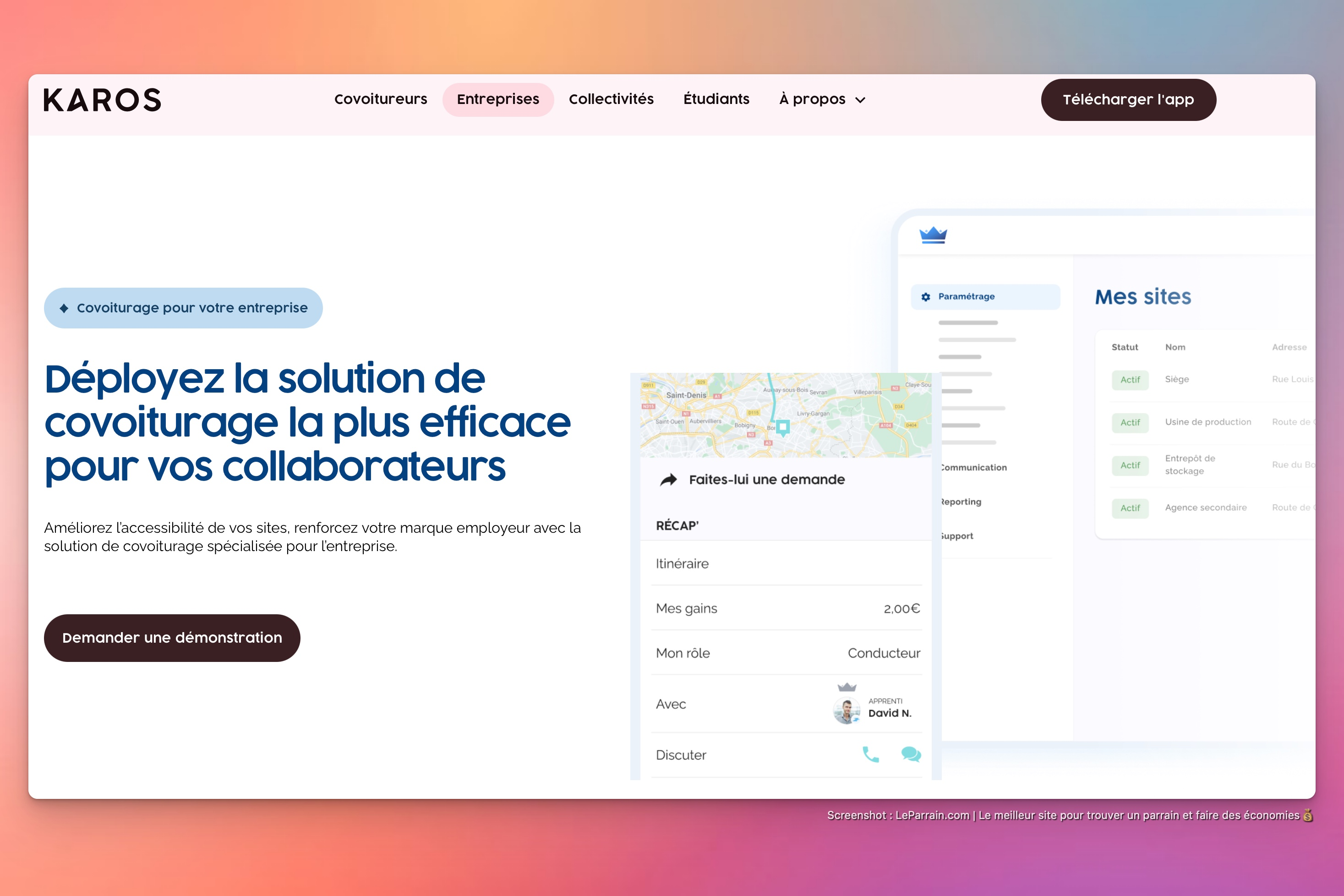 Capture d'écran 4 du programme de parrainage Karos