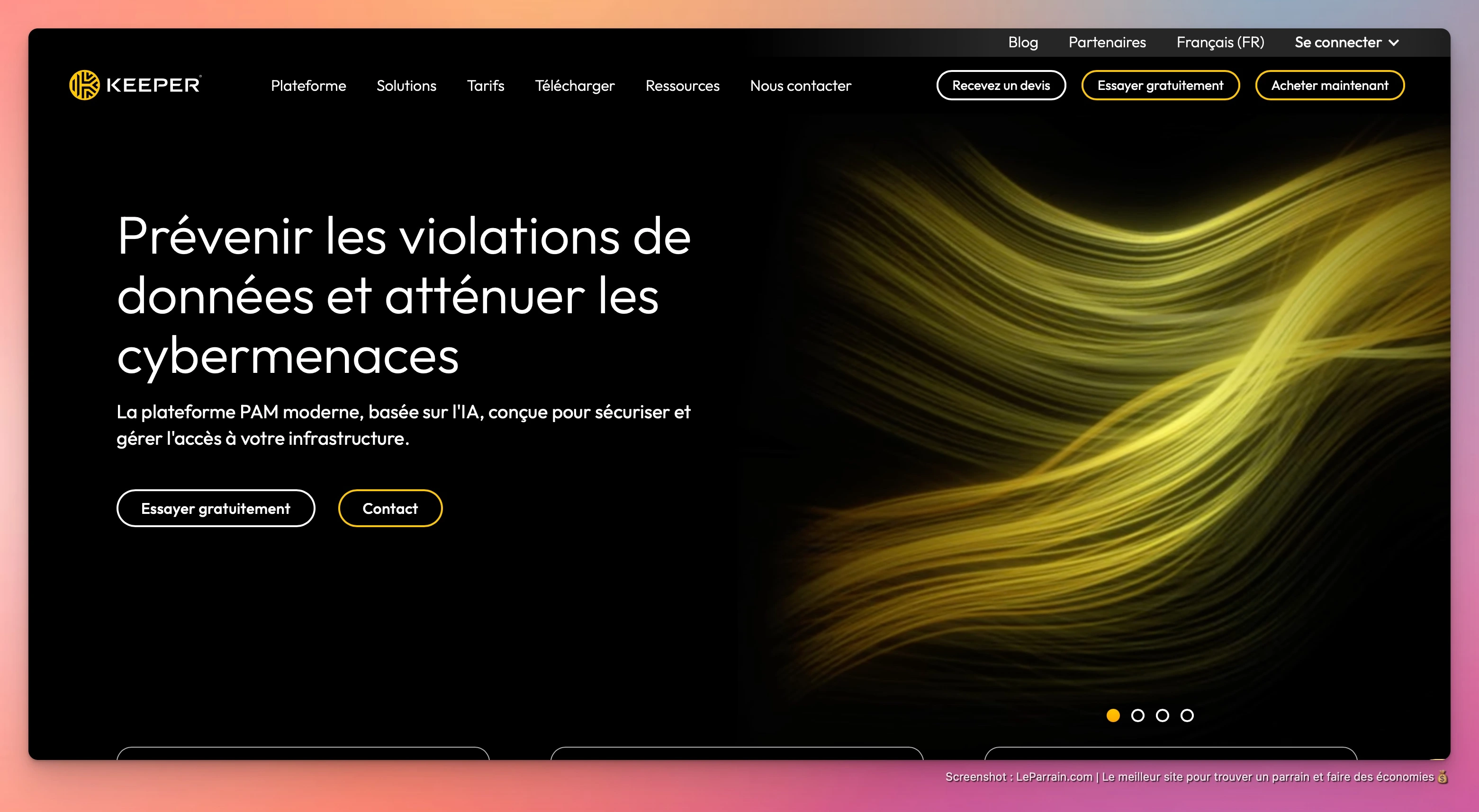 Capture d'écran 2 du programme de parrainage Keeper