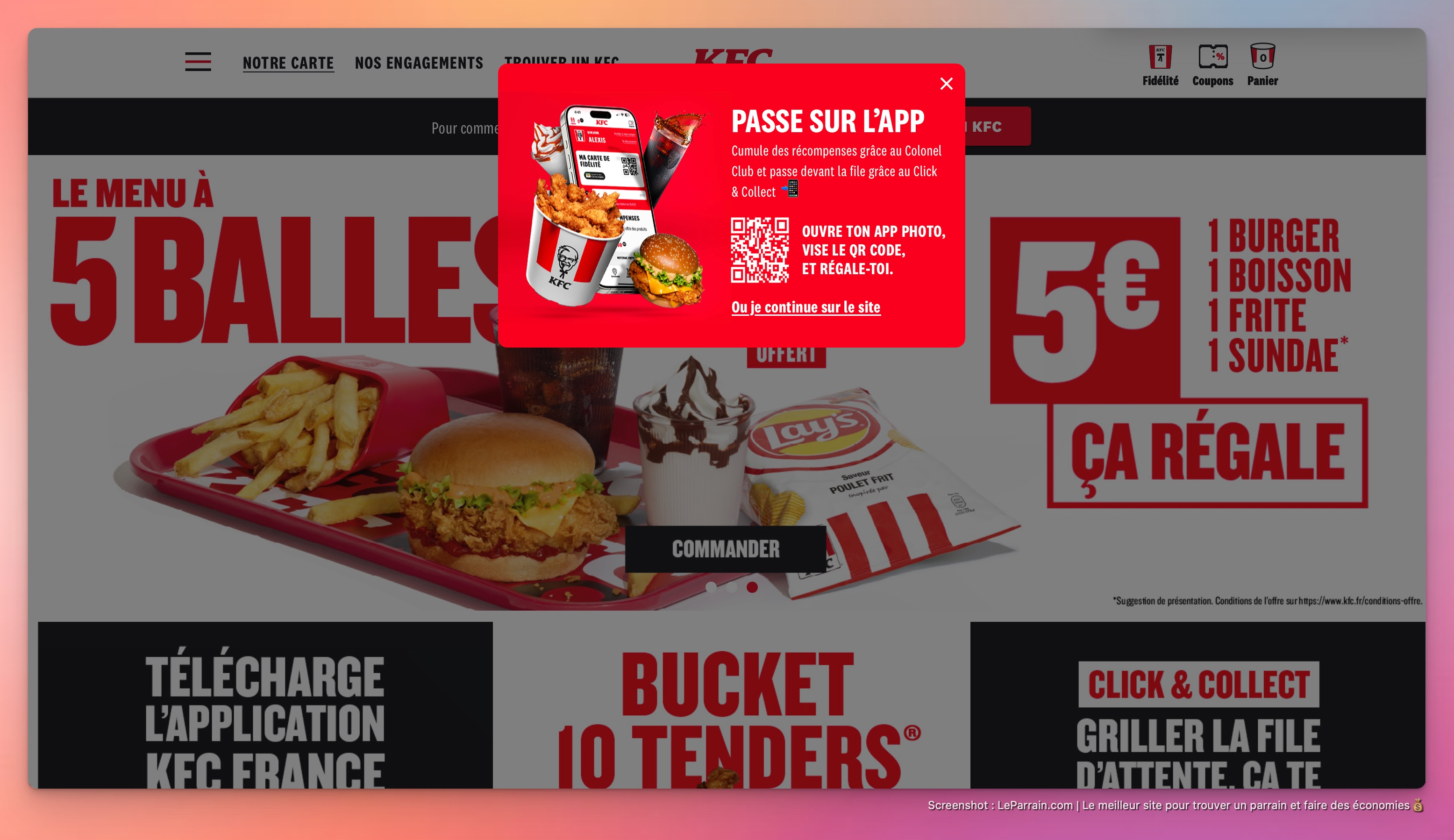 Capture d'écran 1 du programme de parrainage KFC