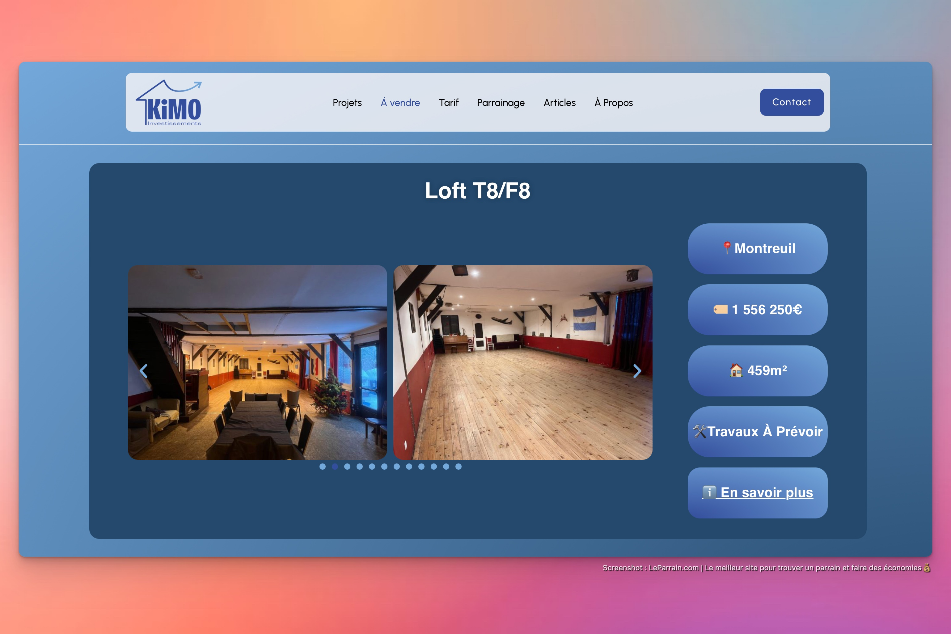 Capture d'écran 4 du programme de parrainage Kimo Investissements