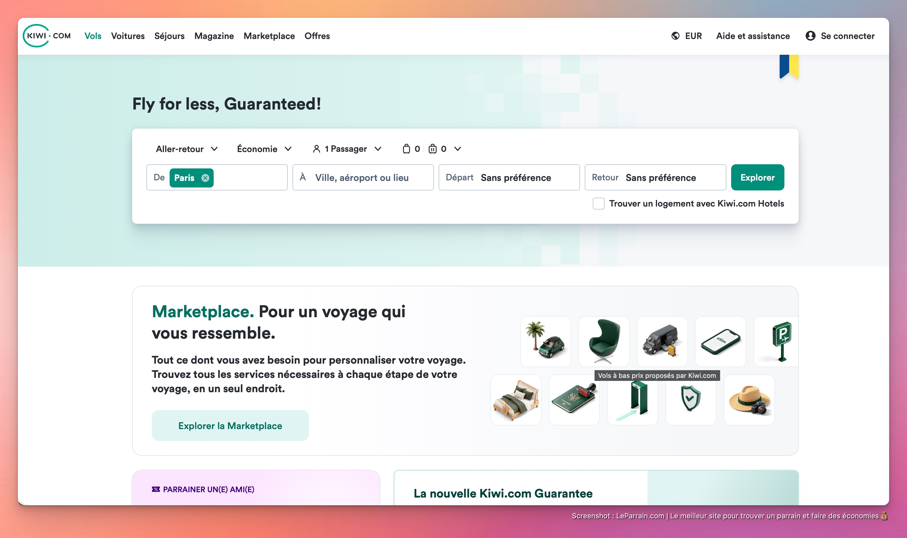 Capture d'écran 2 du programme de parrainage Kiwi