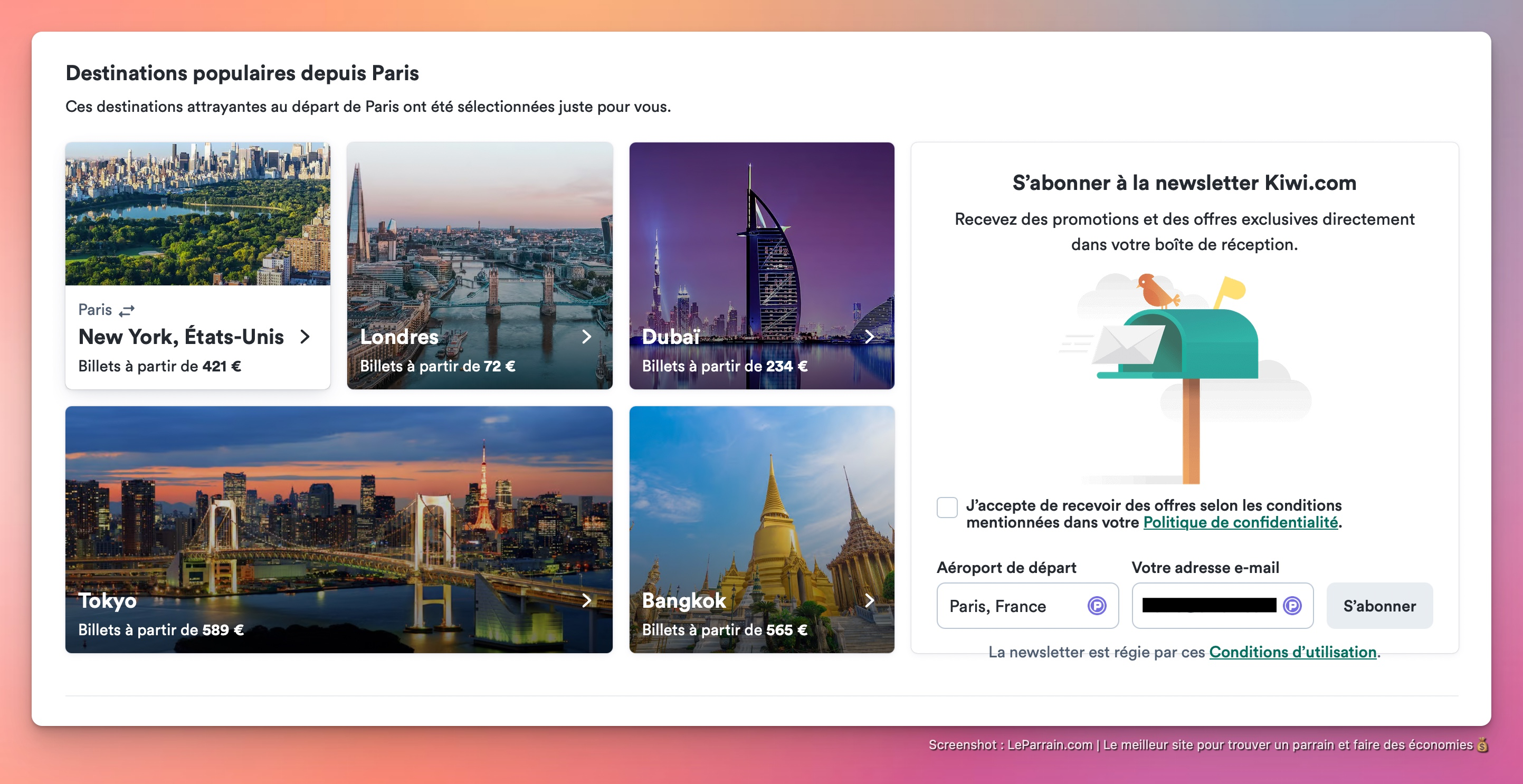 Capture d'écran 4 du programme de parrainage Kiwi