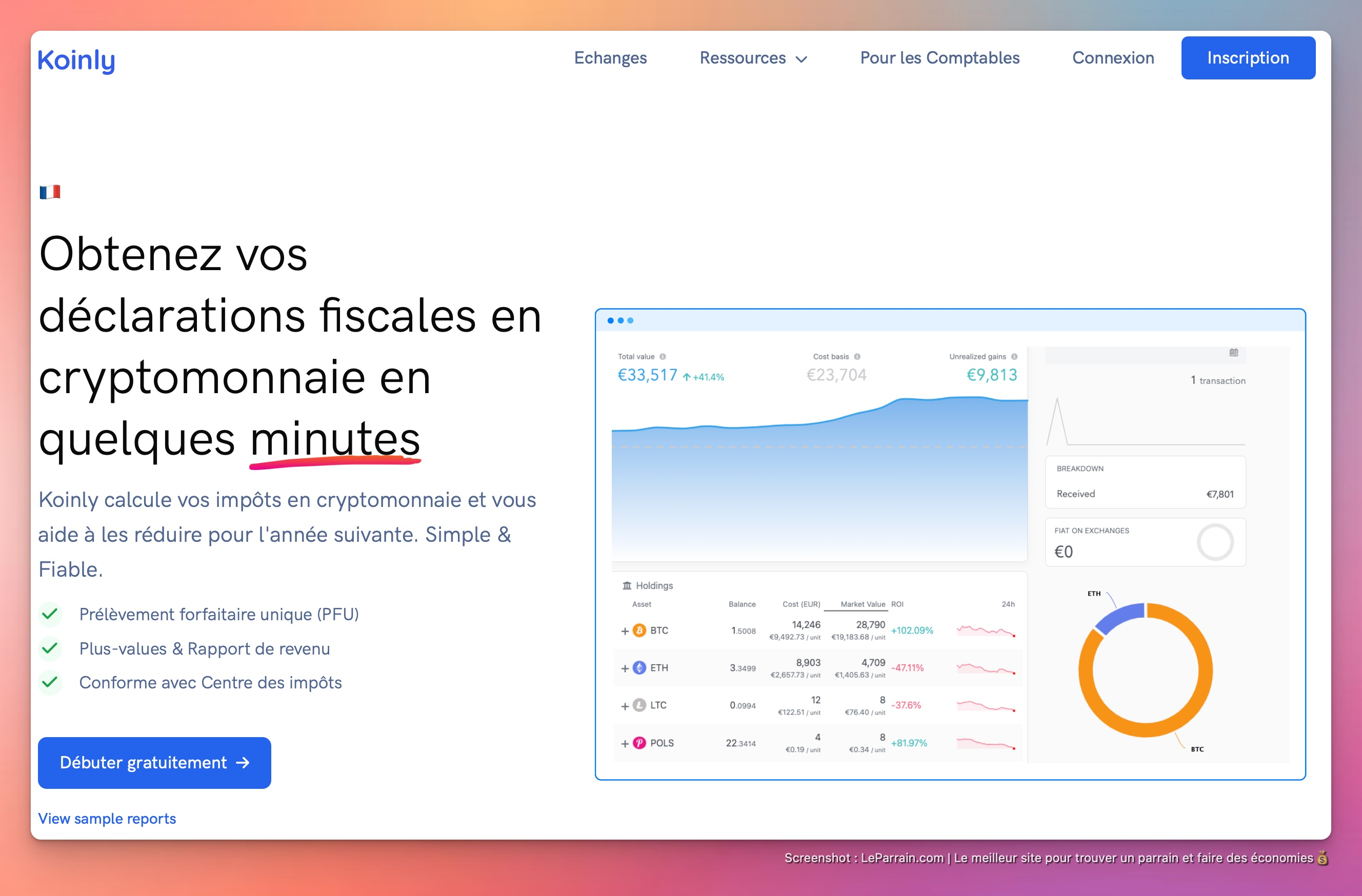 Capture d'écran 1 du programme de parrainage Koinly