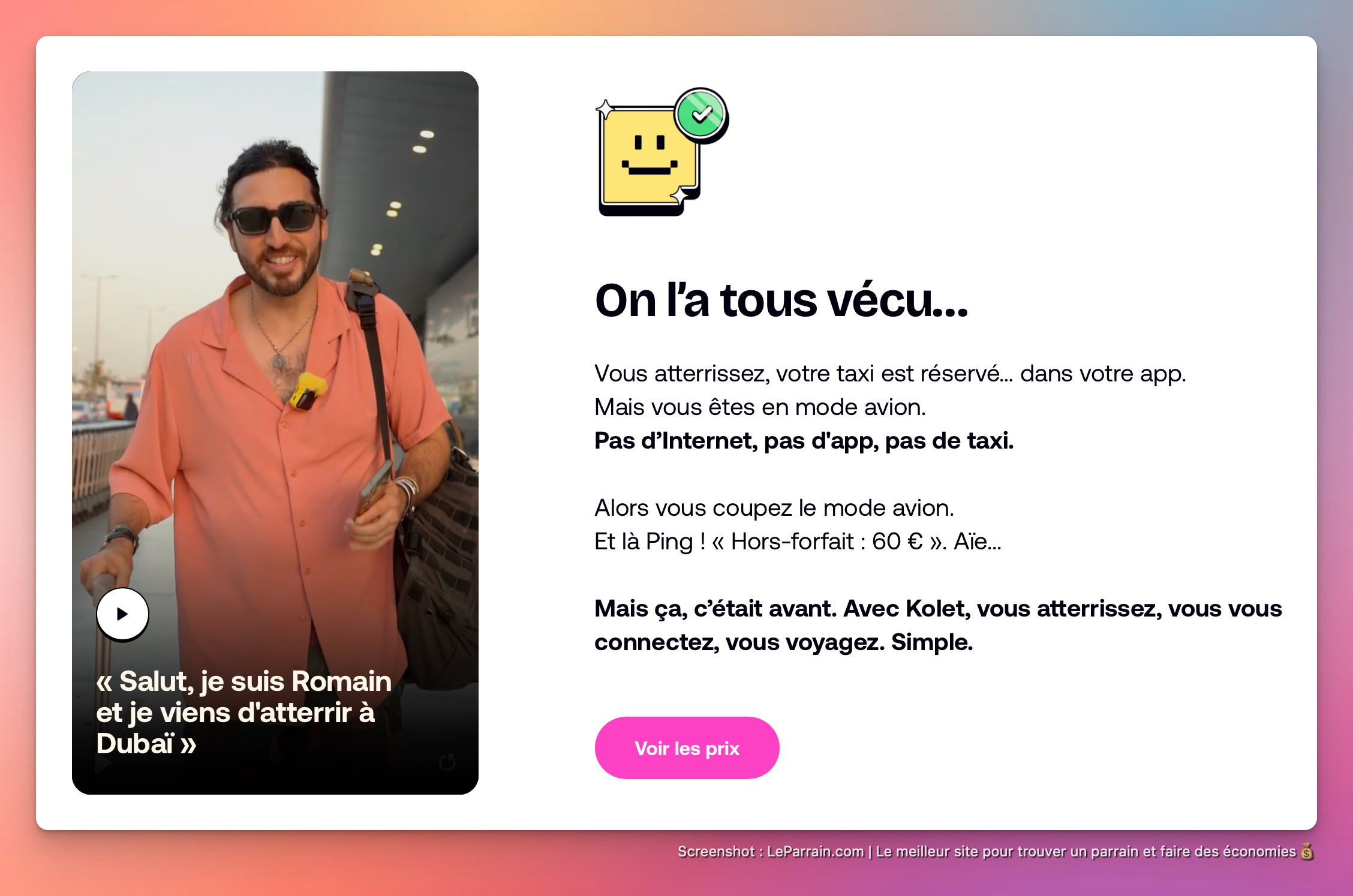 Capture d'écran 3 du programme de parrainage Kolet