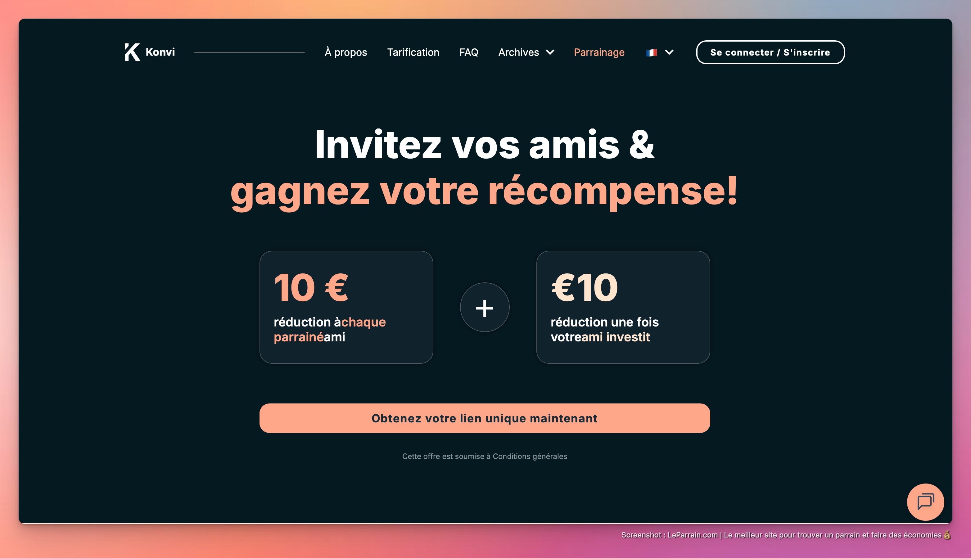 Capture d'écran 3 du programme de parrainage Konvi