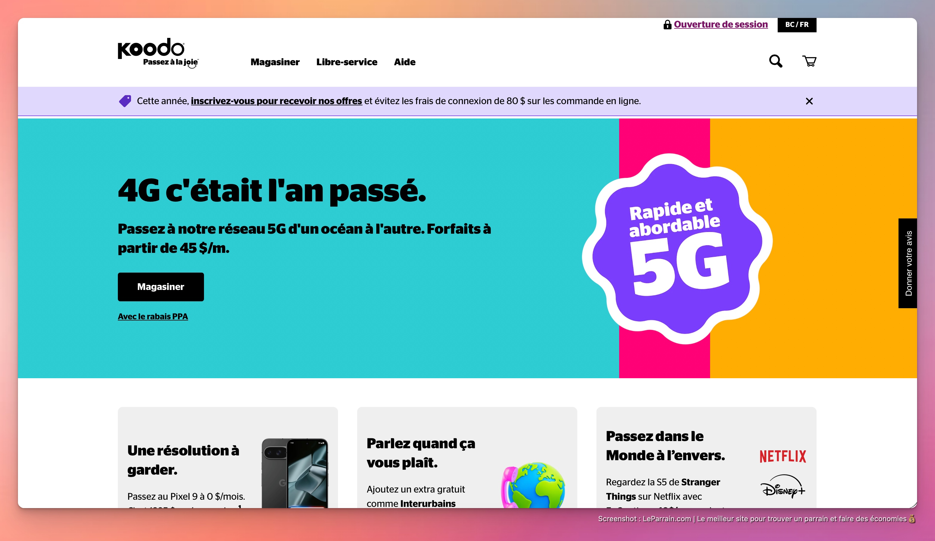Capture d'écran 3 du programme de parrainage Koodo Mobile