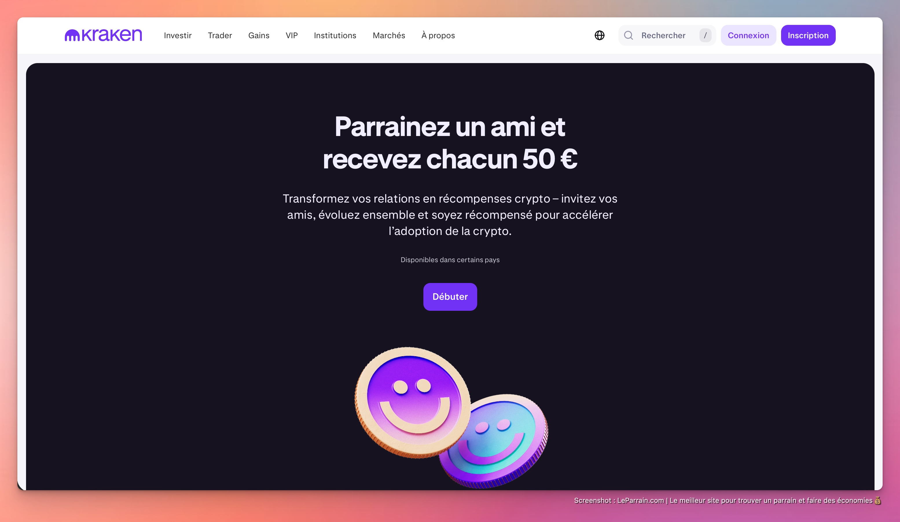 Capture d'écran 1 du programme de parrainage Kraken