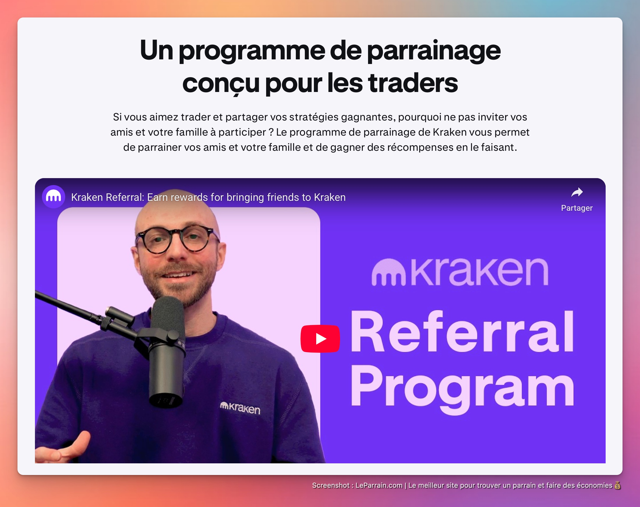 Capture d'écran 2 du programme de parrainage Kraken