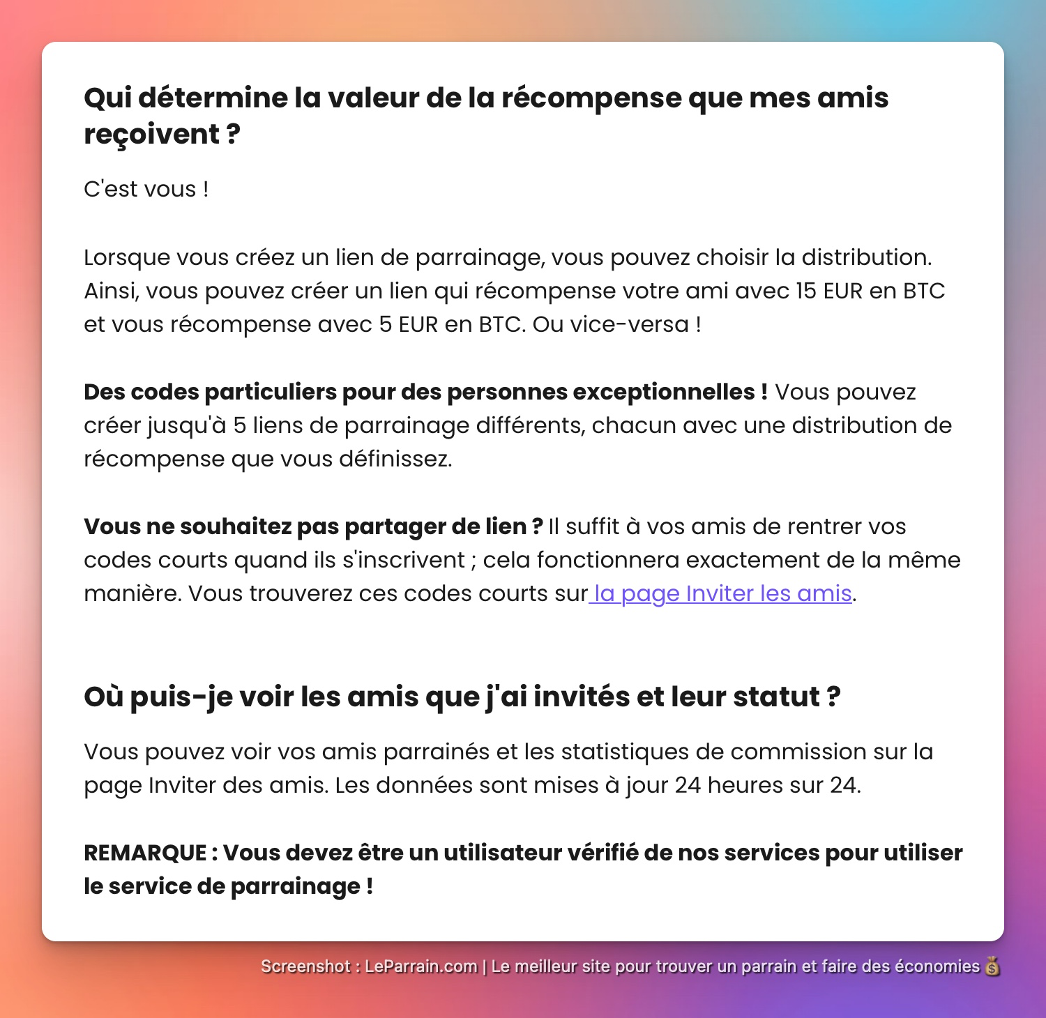 Capture d'écran 1 du programme de parrainage Kriptomat