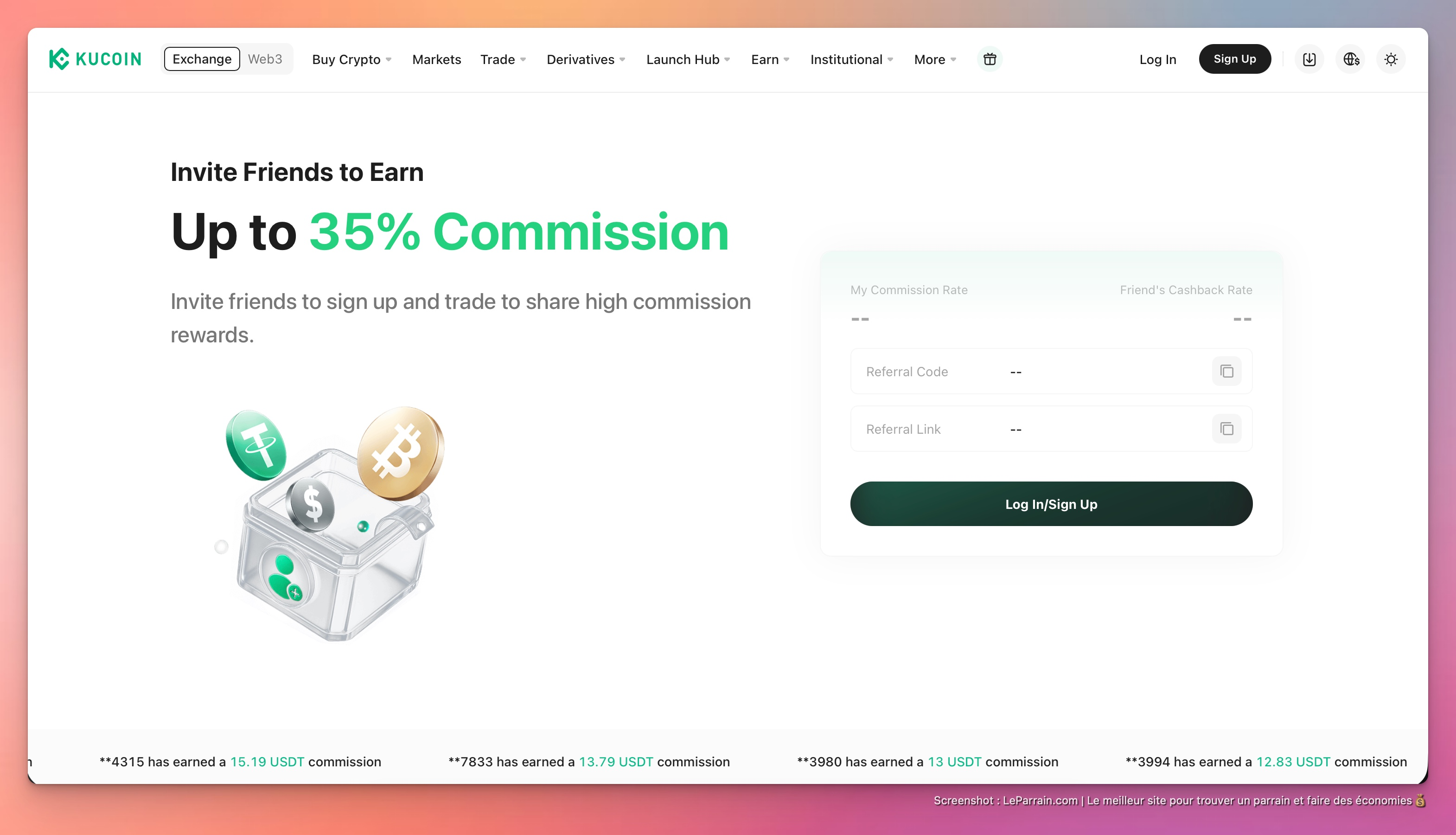Capture d'écran 2 du programme de parrainage Kucoin