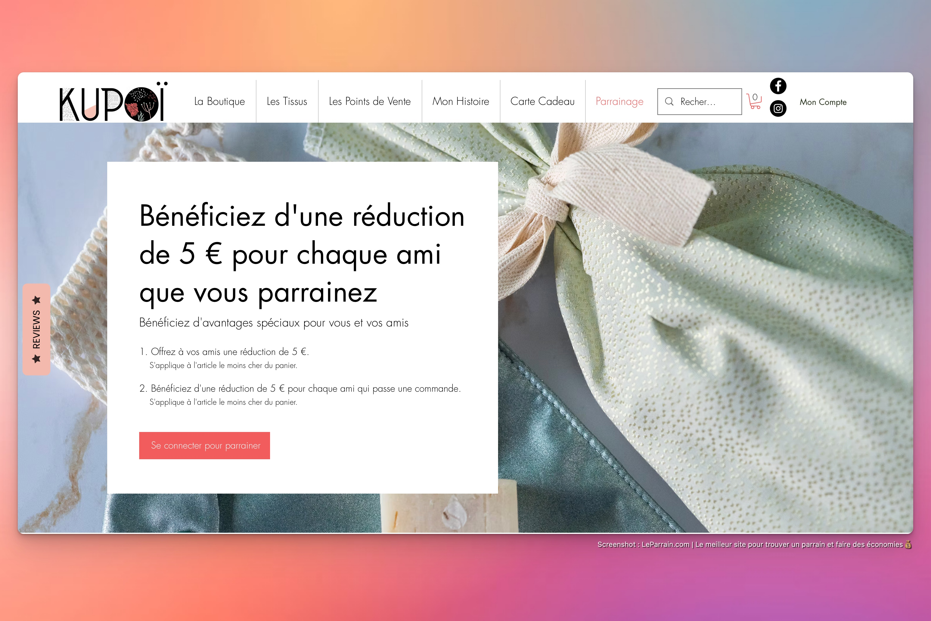 Capture d'écran 1 du programme de parrainage Kupoï