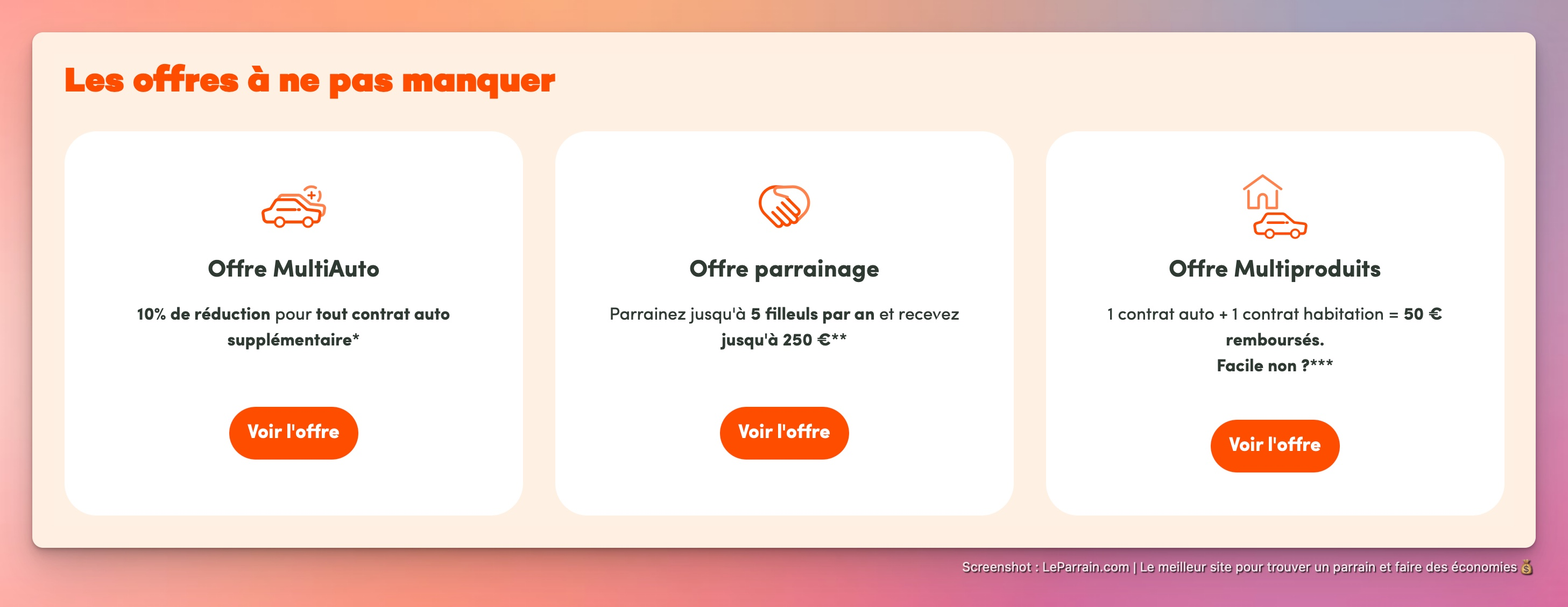 Capture d'écran 1 du programme de parrainage L'olivier Assurance