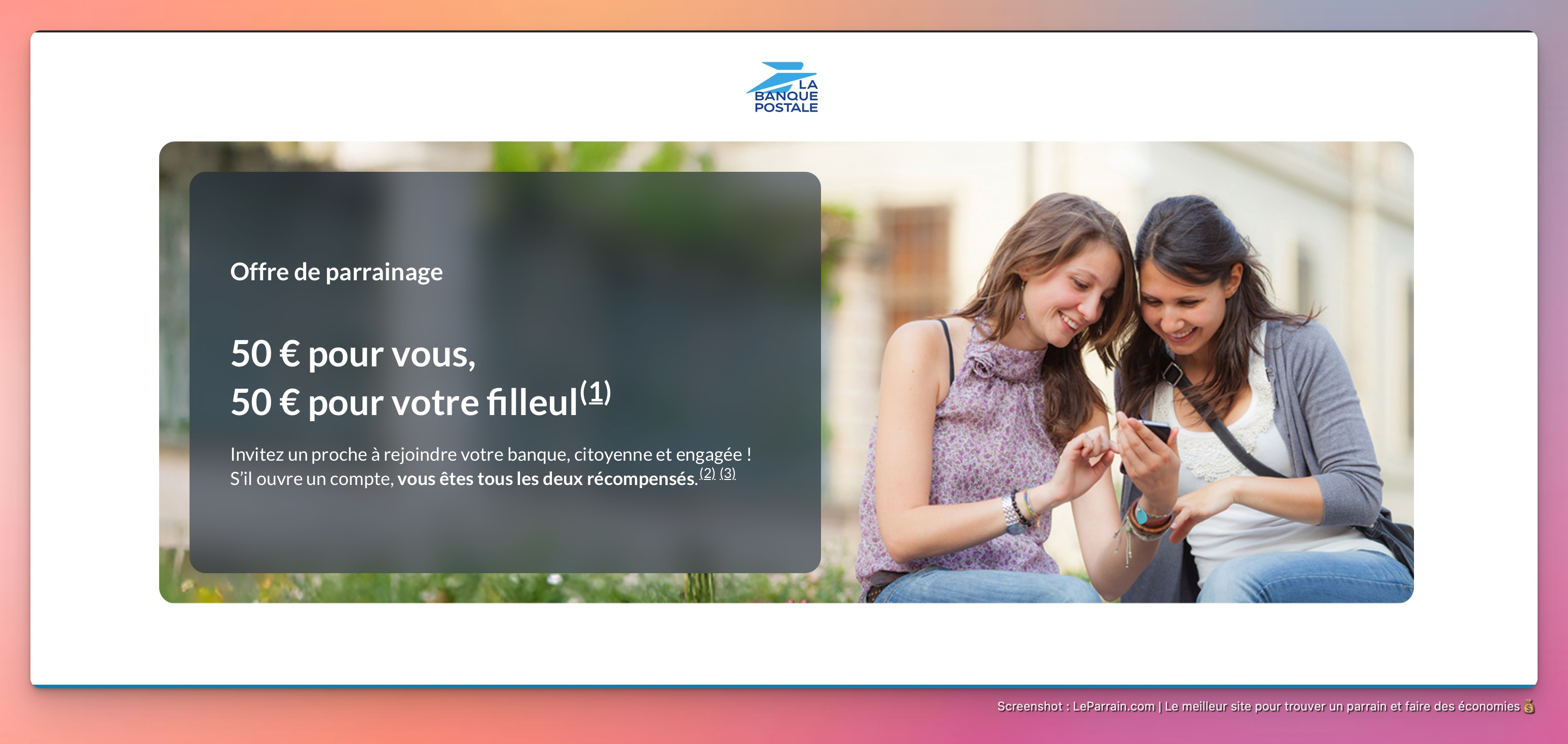 Capture d'écran 1 du programme de parrainage La Banque Postale