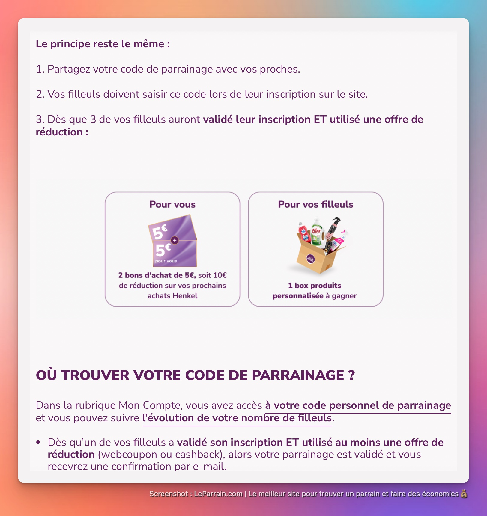 Capture d'écran 2 du programme de parrainage La Belle Adresse