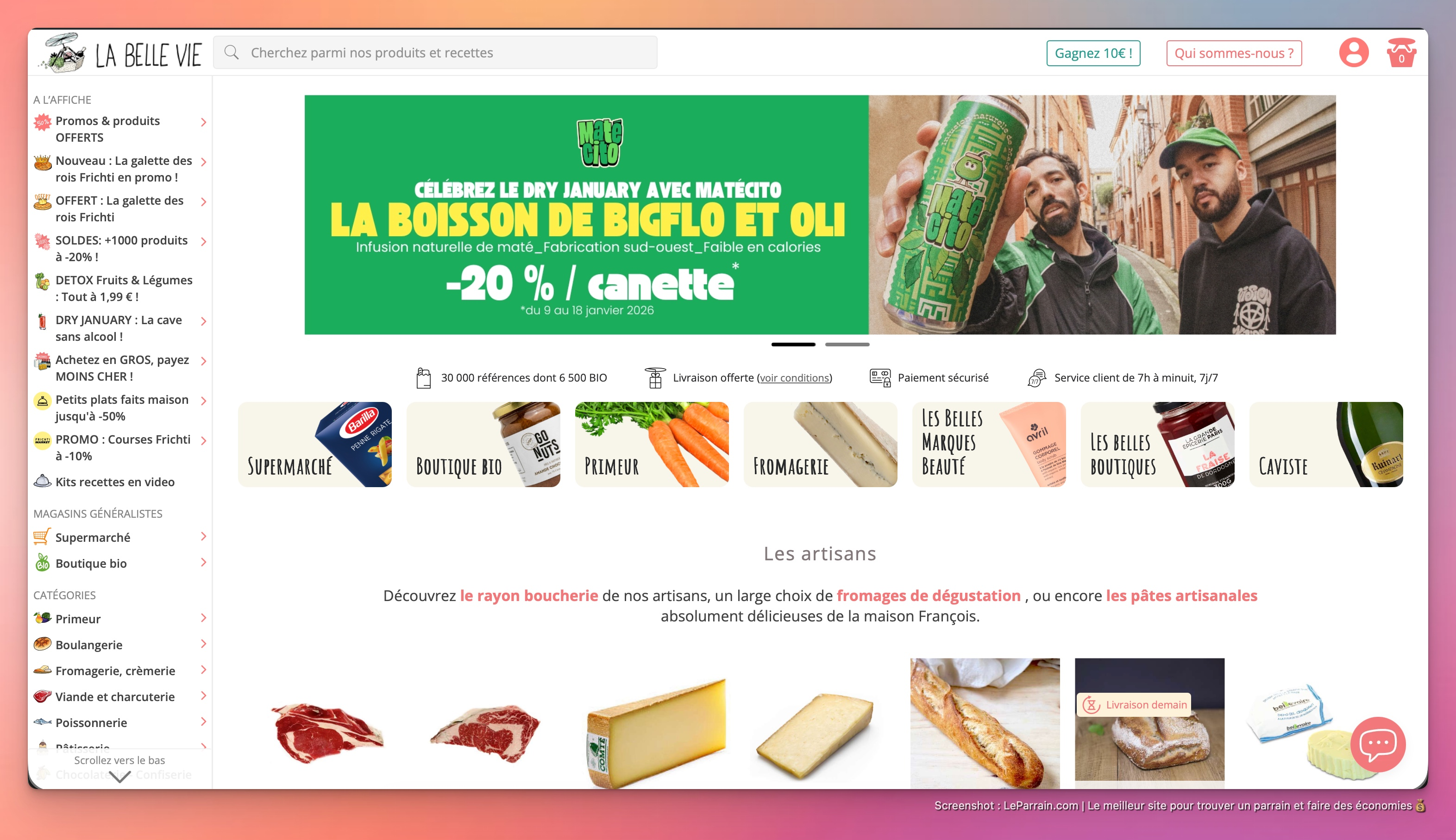 Capture d'écran 3 du programme de parrainage La Belle Vie